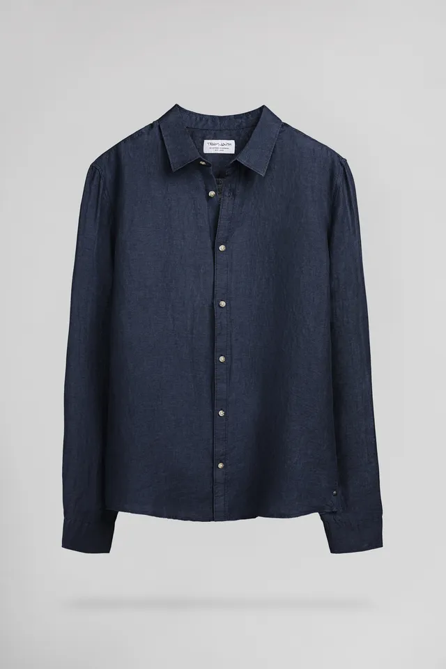 Teddy Smith C-Linen ML chemise lin droite dark navy