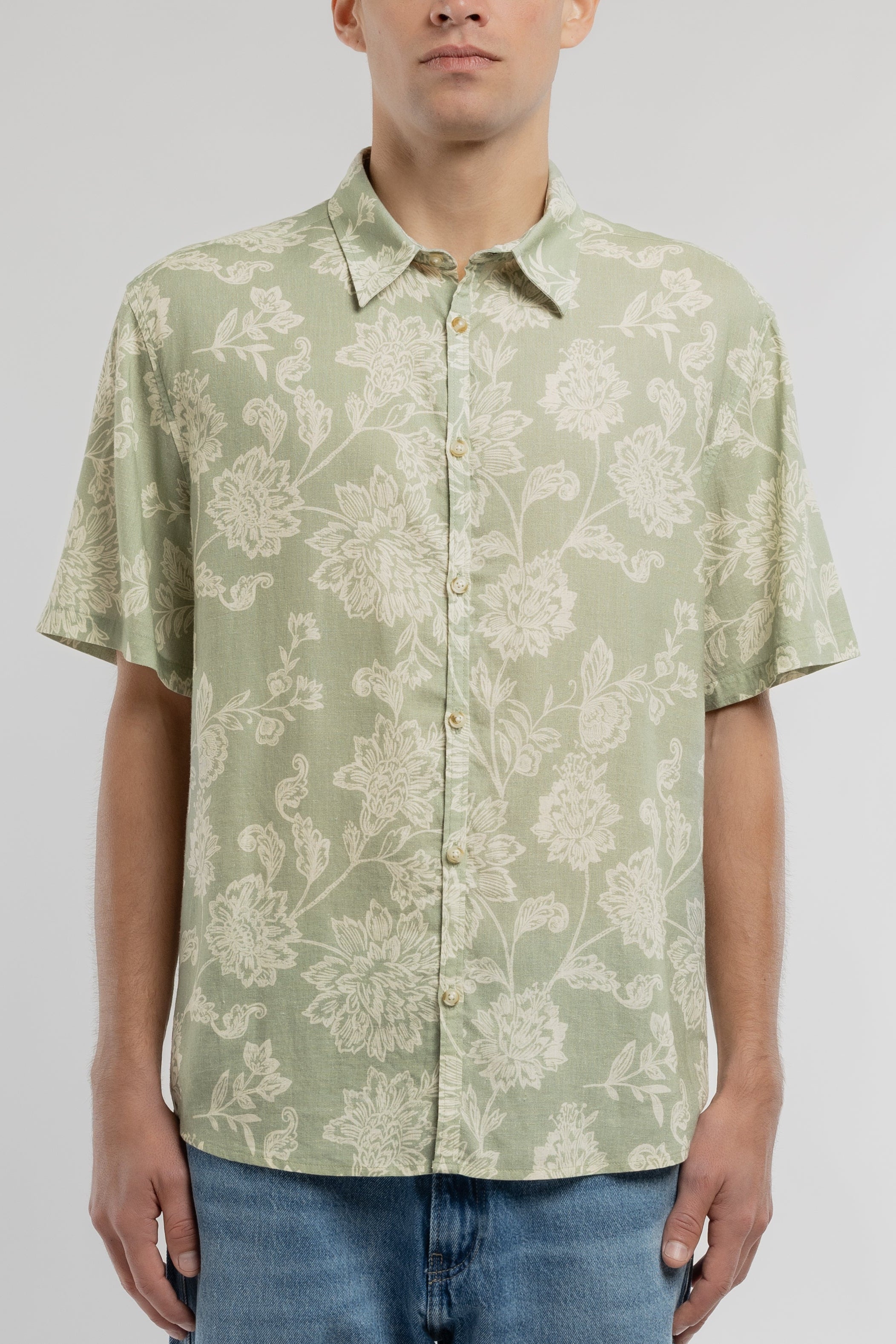 Teddy Smith C-Alberto chemise homme vert sauge lin