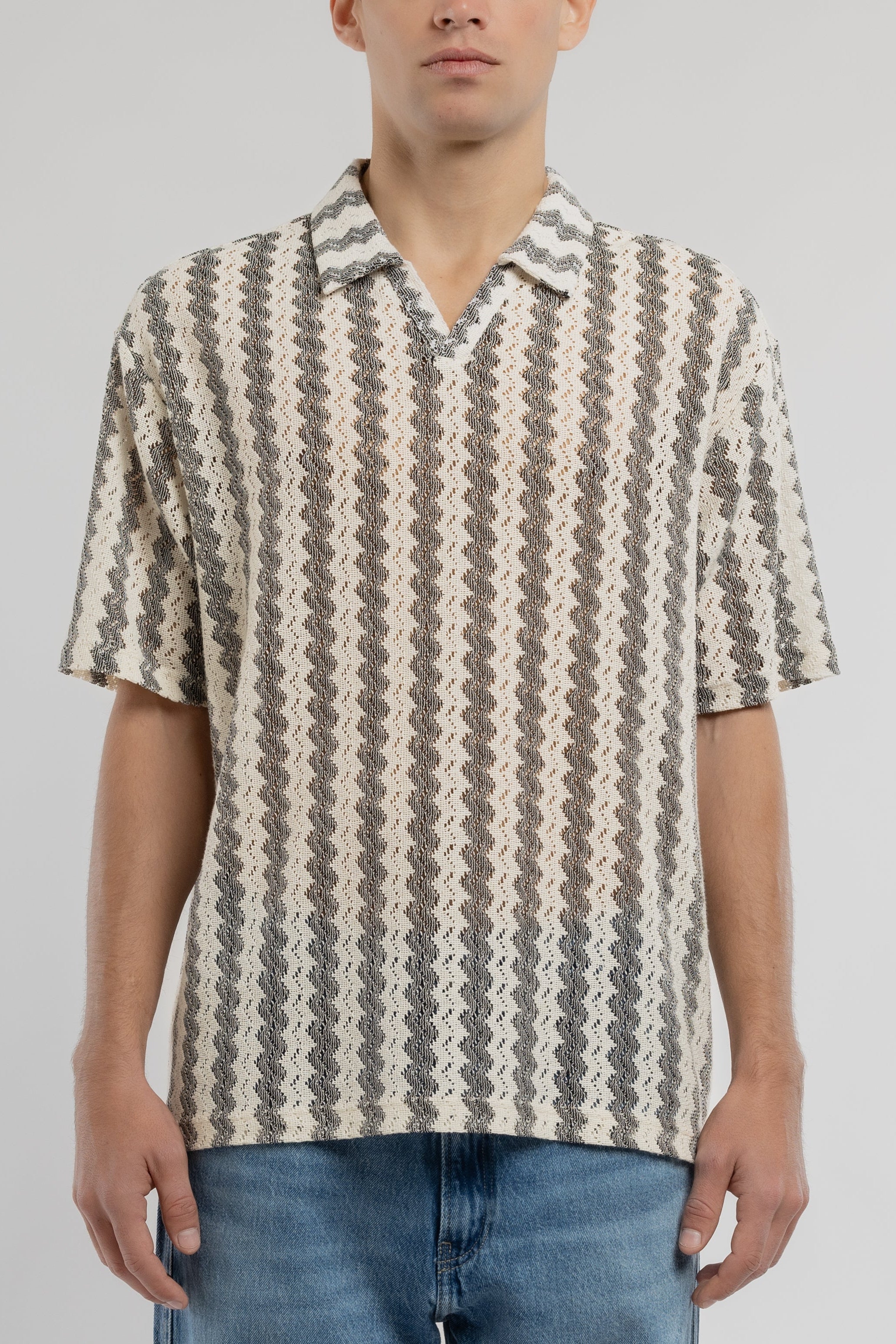 Teddy Smith P-Romario MC polo homme cream zigzag ample