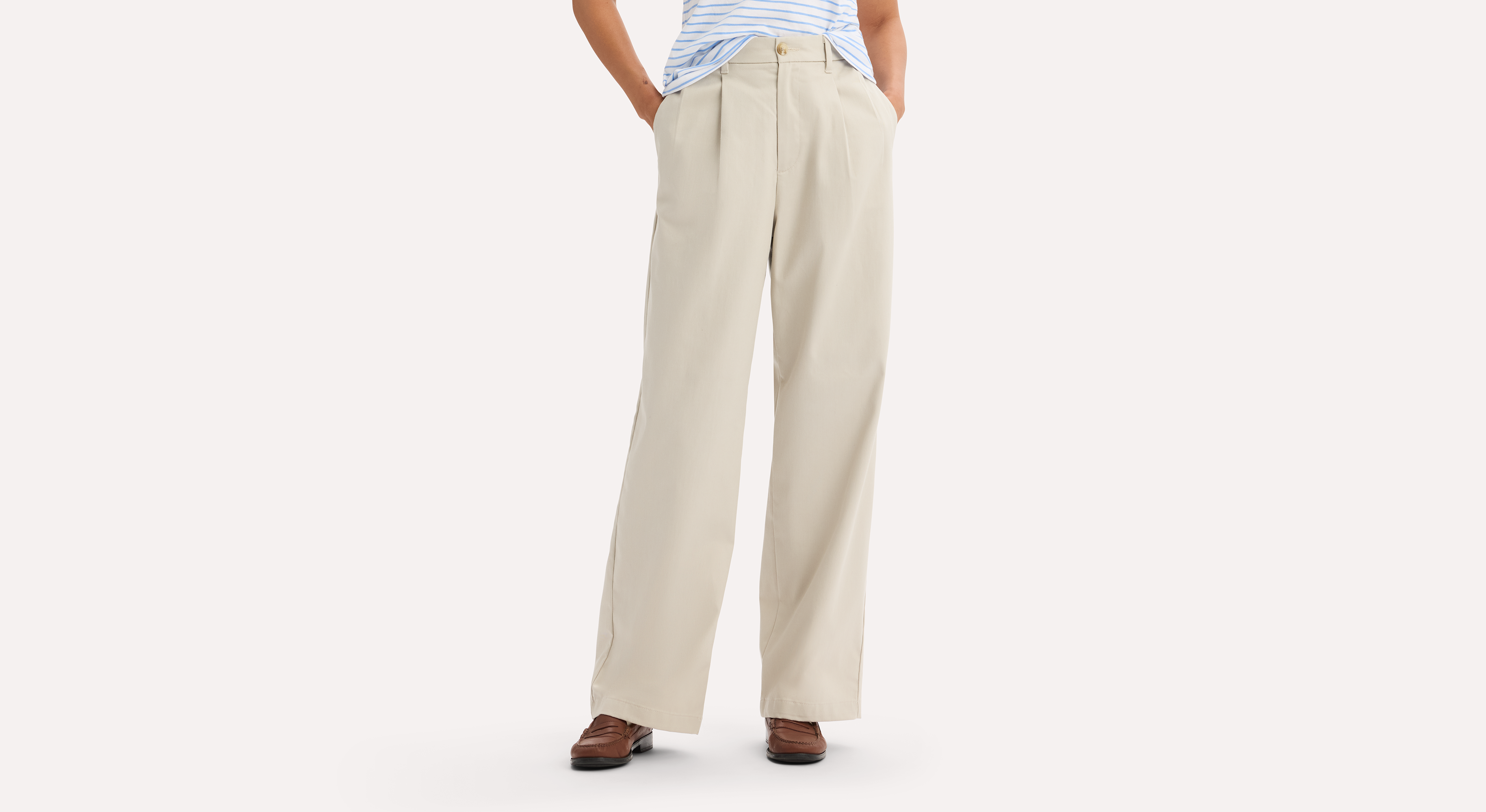 Dockers Signature Iron Free khaki large gris femme taille haute