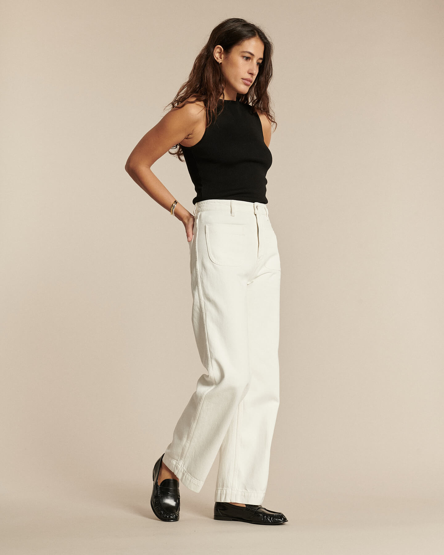Labdip Samuel White jean taille haute blanc