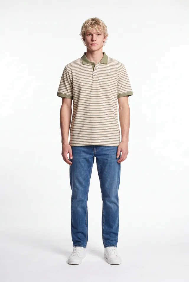 Teddy Smith P-Marco polo rayé bleach kaki homme
