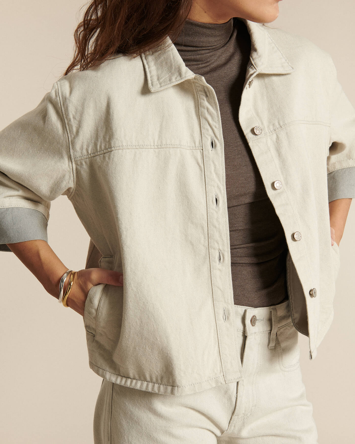 Labdip Belem veste en jean courte undyed granit coton