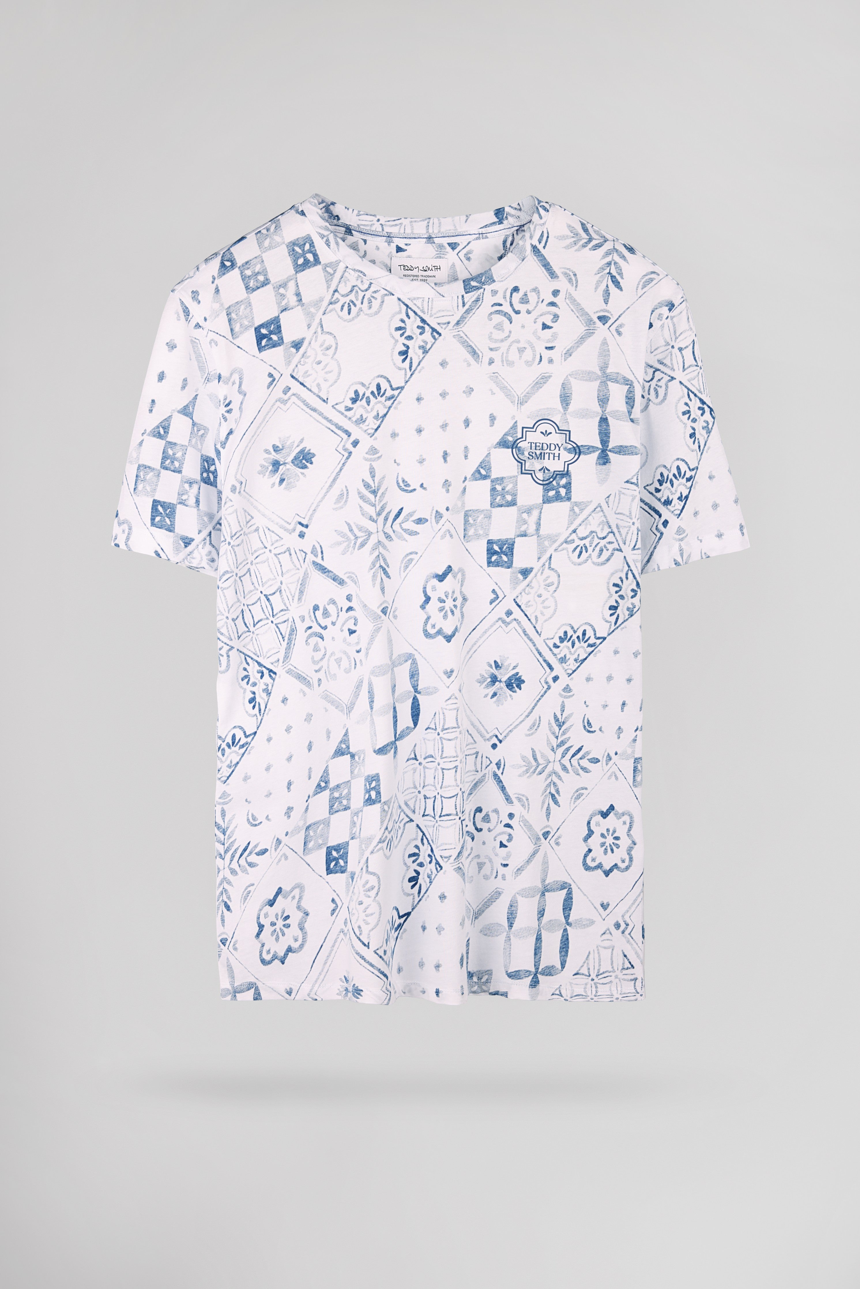Teddy Smith T-Areski MC t-shirt homme blanc floral coton