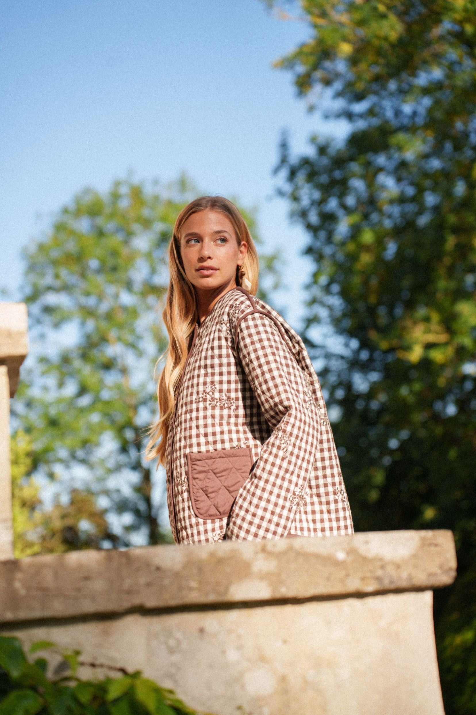 Maison Onado Hana veste matelassée vichy broderie