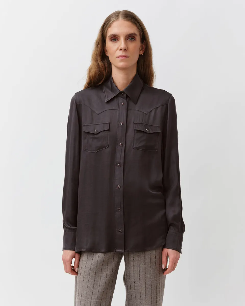DIEGA CORYDA chemise chocolat viscose et soie