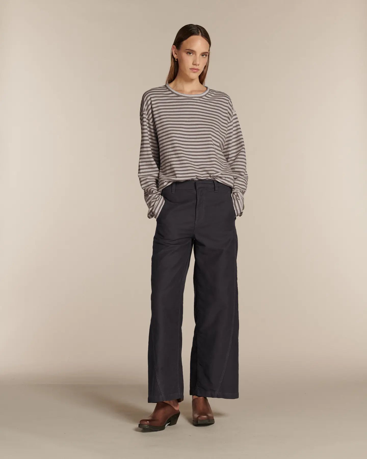 Labdip Orson Uniform pantalon barrel ardoise satin coton