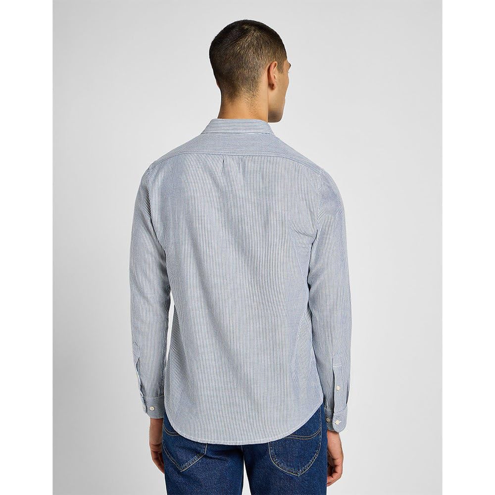 Lee Button Down chemise homme bleu rayé coton western