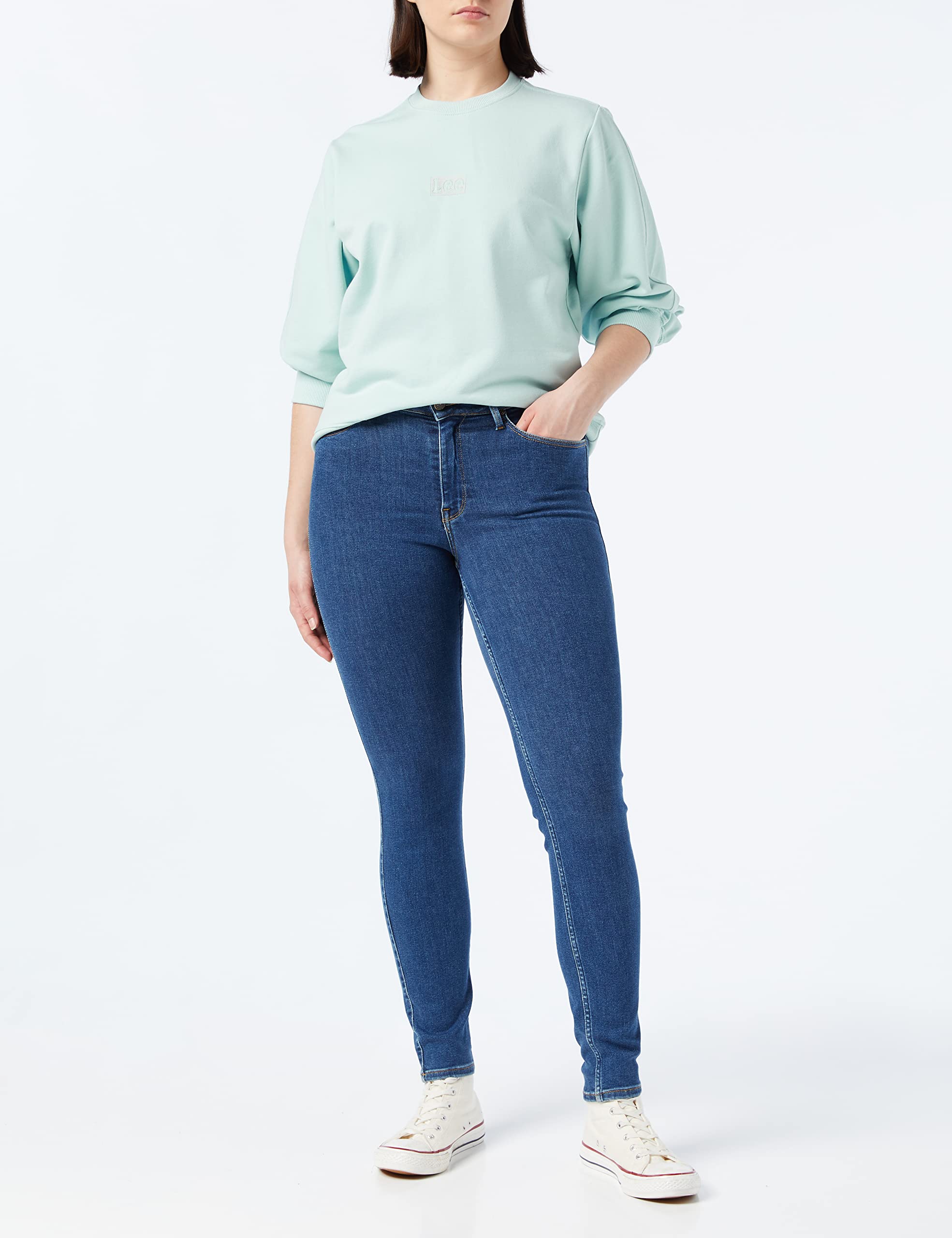 Lee Shrunken sweat femme Sea Green molleton