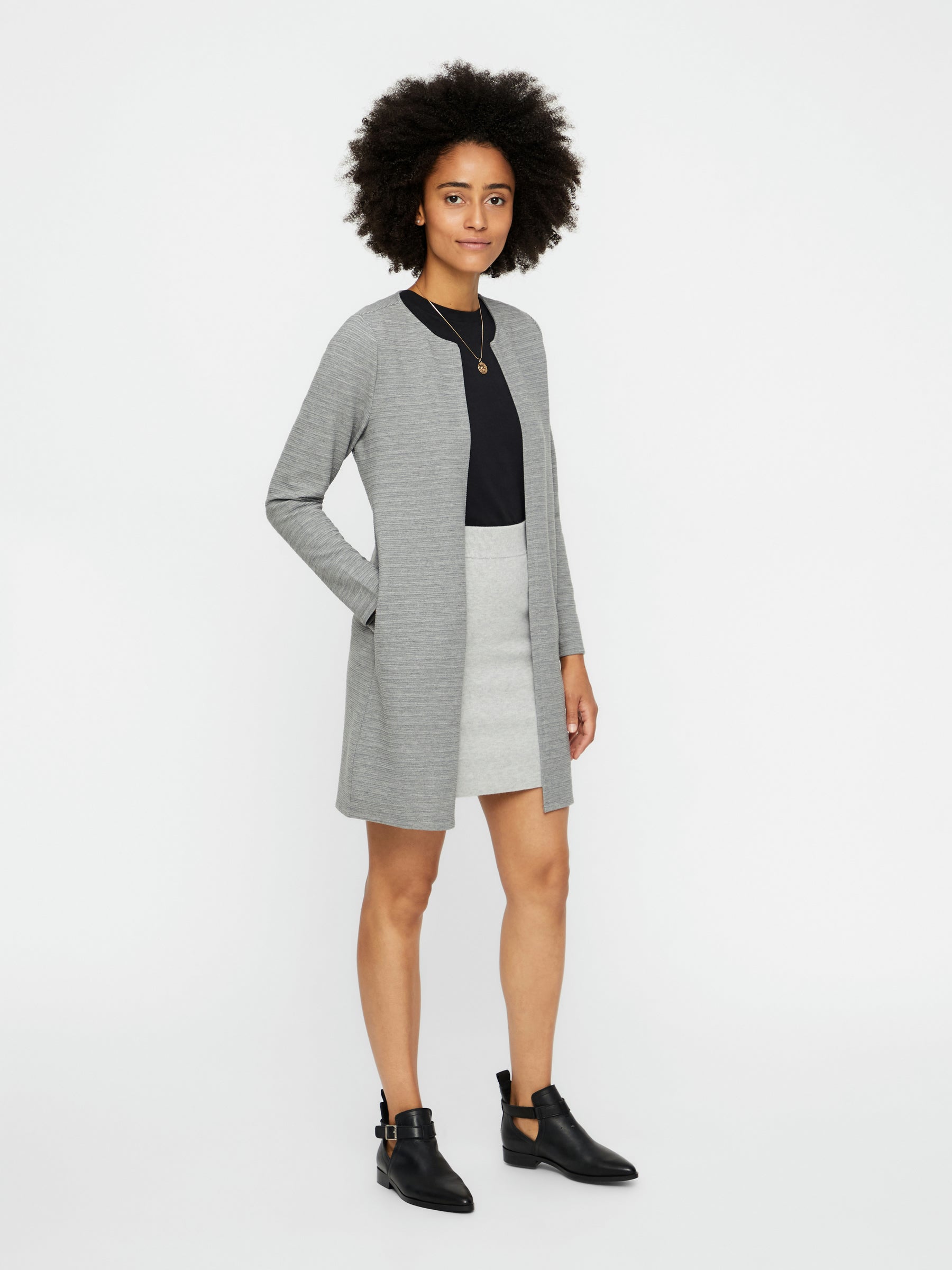 Noisy May gilet long col rond doux regular fit 85 cm