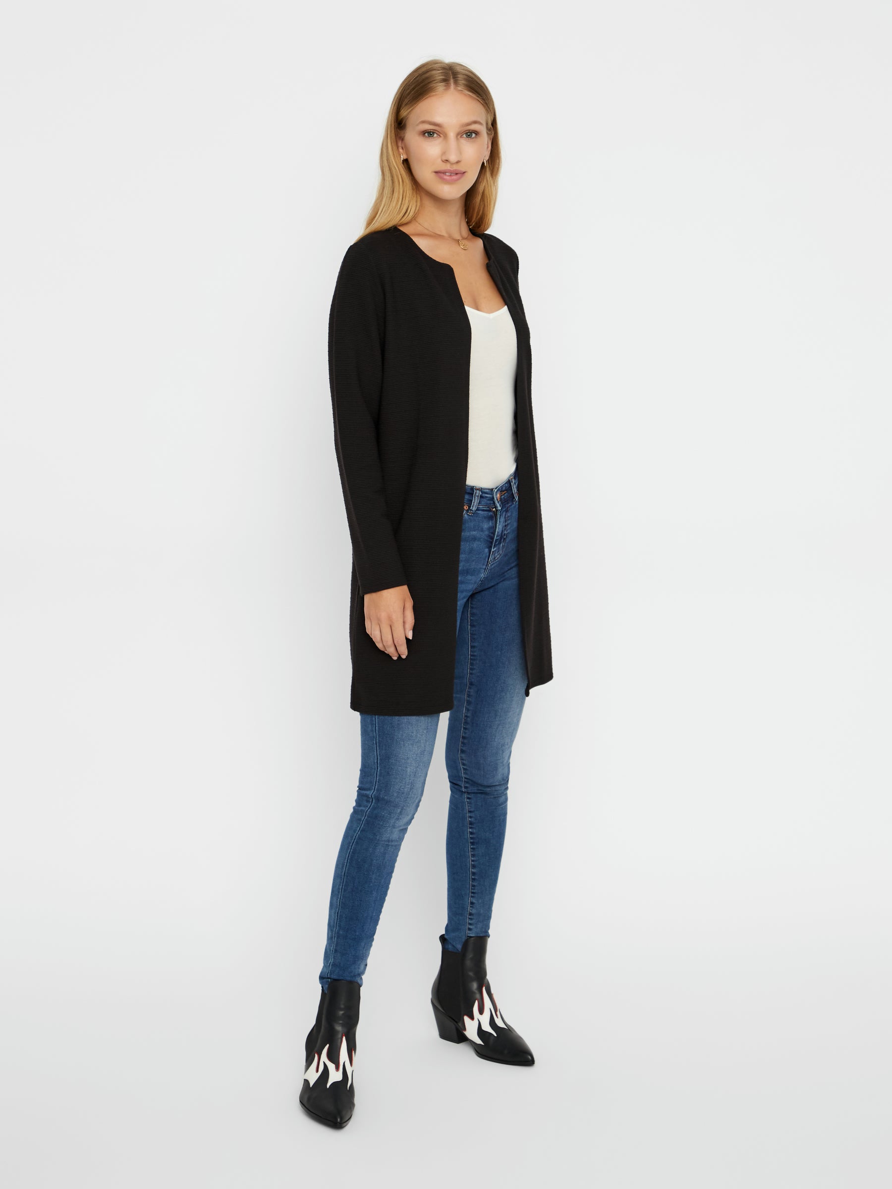 Noisy May gilet long col rond doux 85 cm