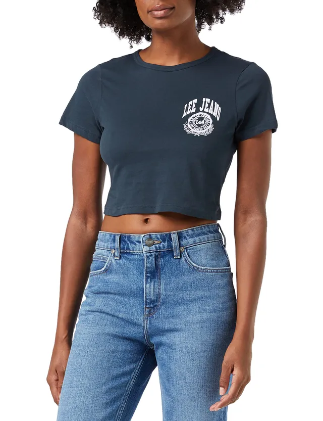 Lee Shrunken Cropped t-shirt femme gris thé XS