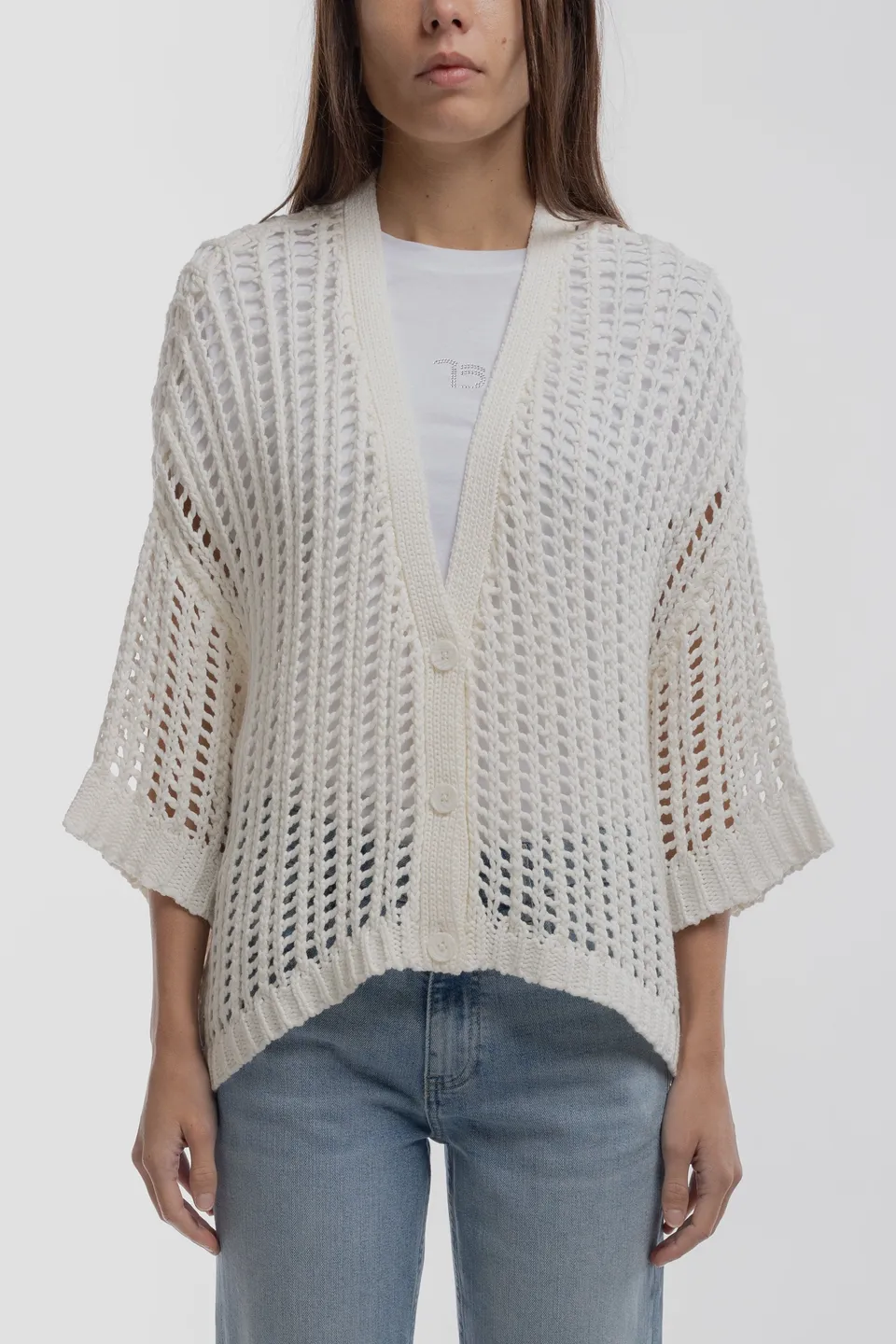 Teddy Smith G-Valentina gilet blanc crochet femme
