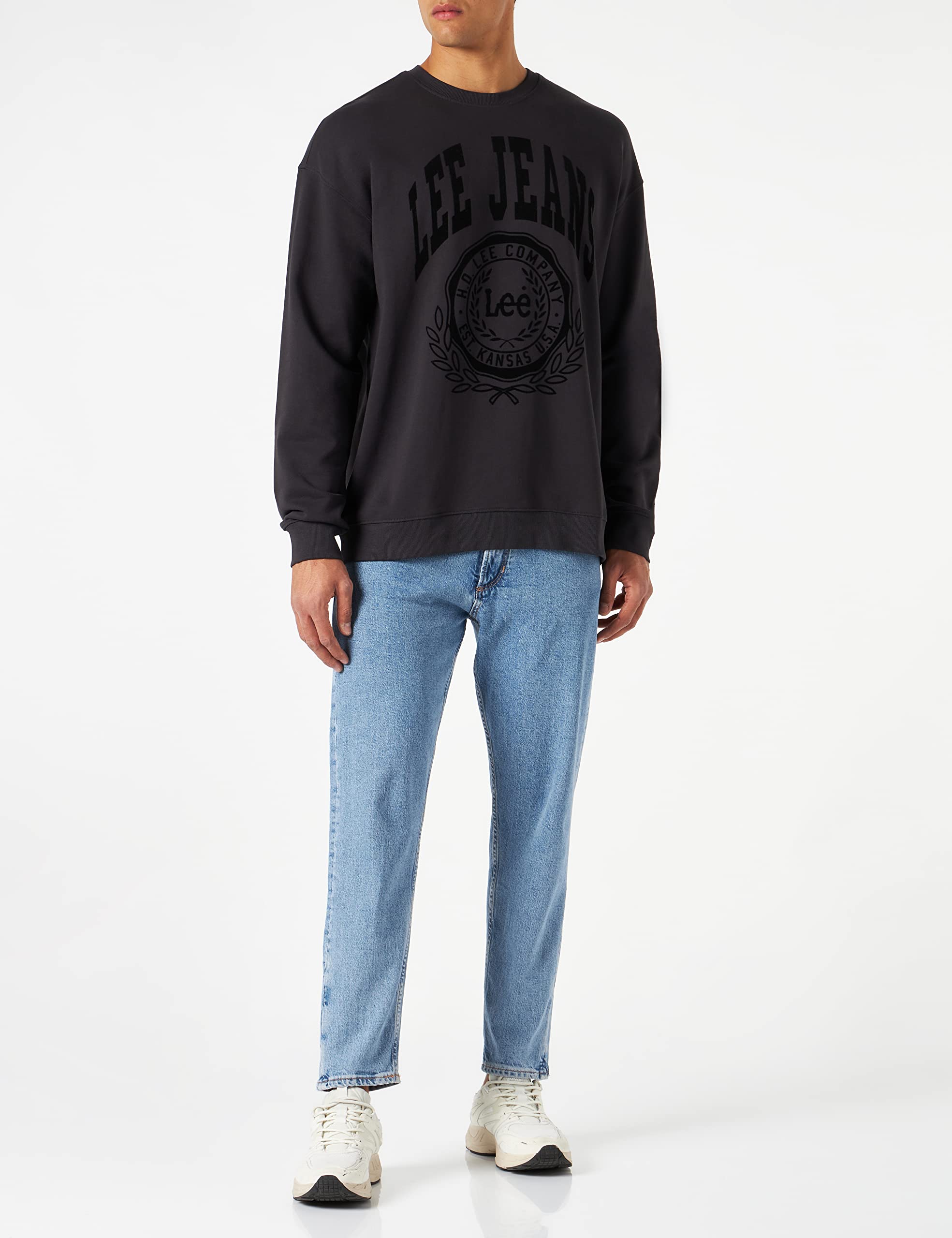 Lee Crew Seasonal sweat homme noir délavé XL