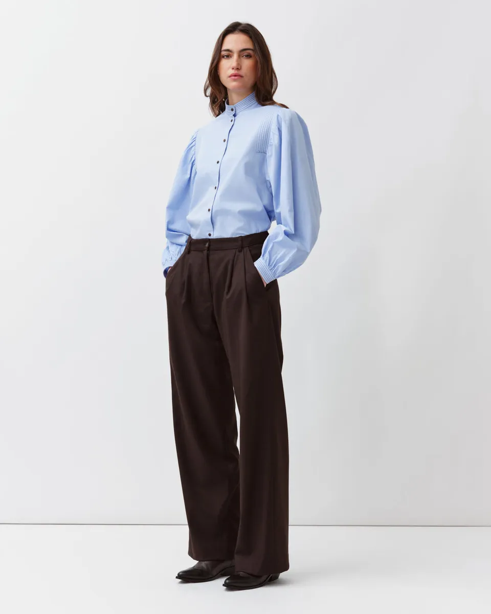 DIEGA CAMOA chemise ciel col officier coton