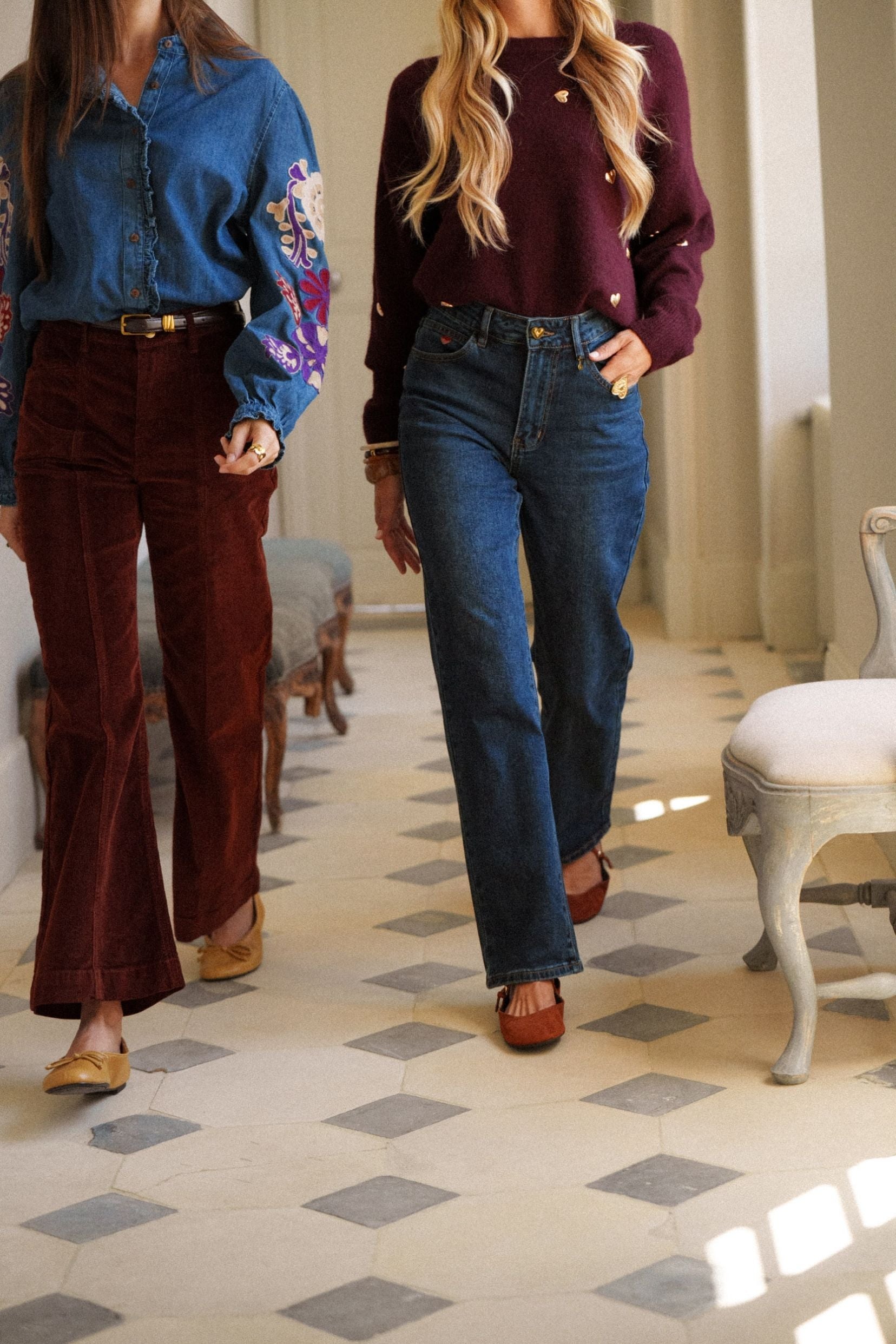 Maison Onado Nelie jean droit bleu délavé taille haute