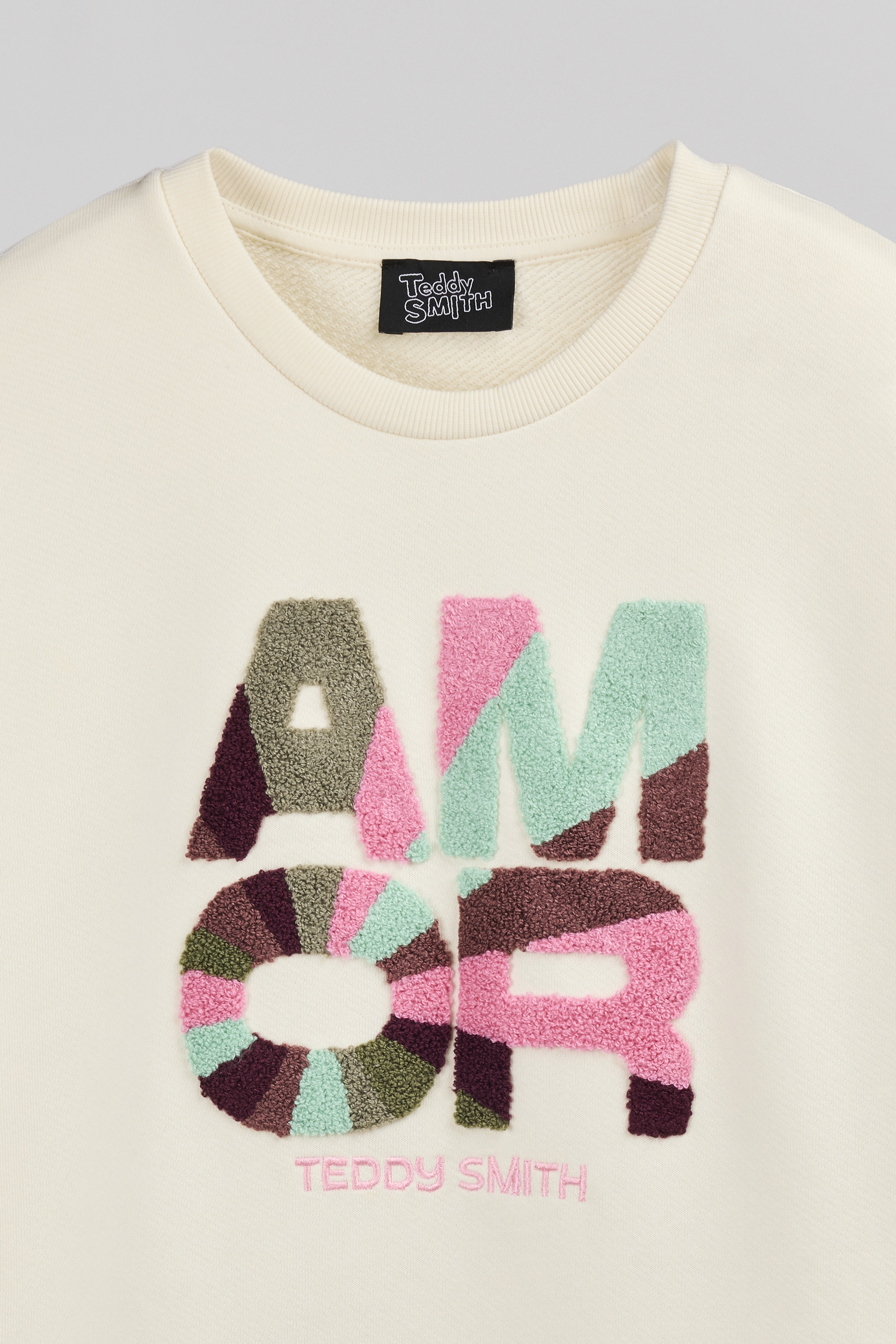 Teddy Smith S-Vaya RC sweat femme blanc broderie Amore
