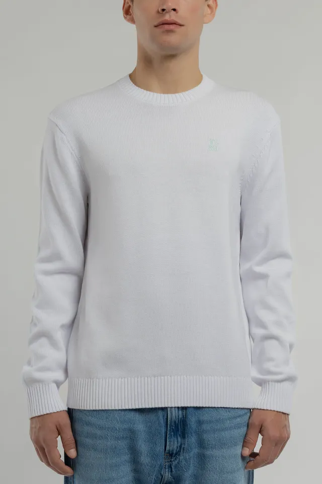 Teddy Smith P-Jimmy pull col rond blanc coton homme