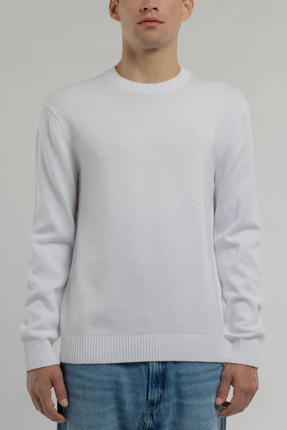 Teddy Smith P-Jimmy pull col rond blanc coton homme