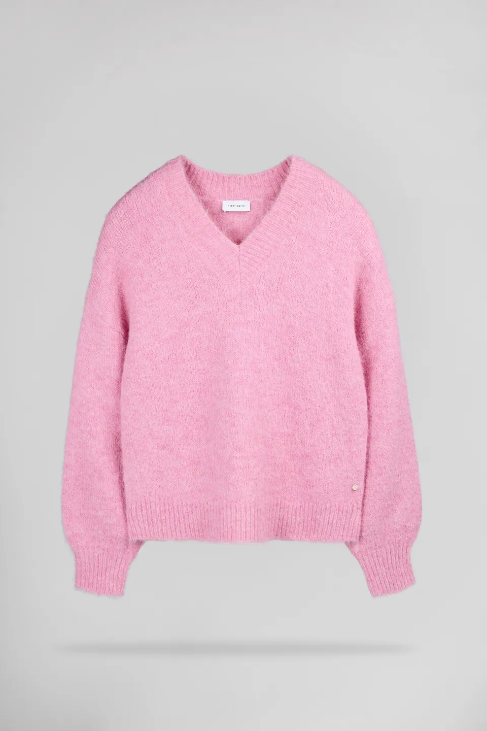 Teddy Smith P-Keith pull oversize rose col V chiné