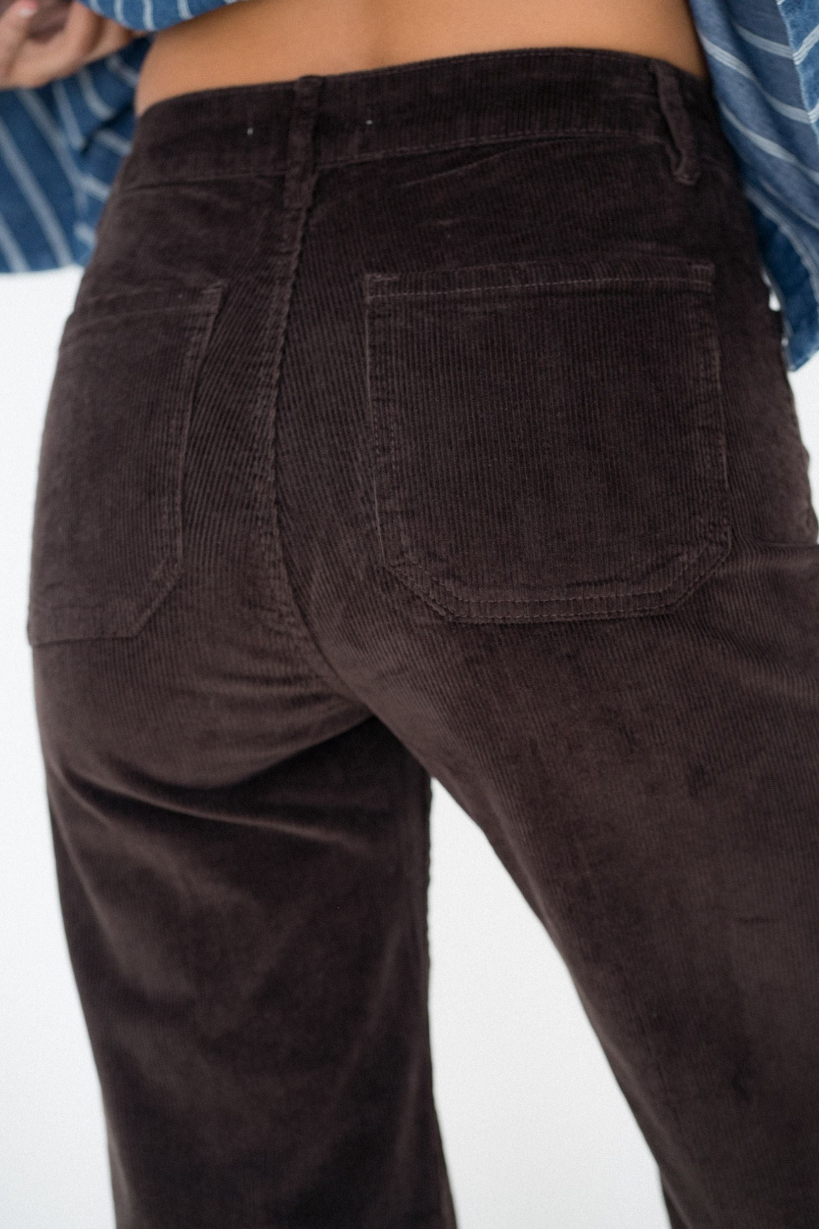 Maison Onado Anne pantalon velours chocolat poches plaquées