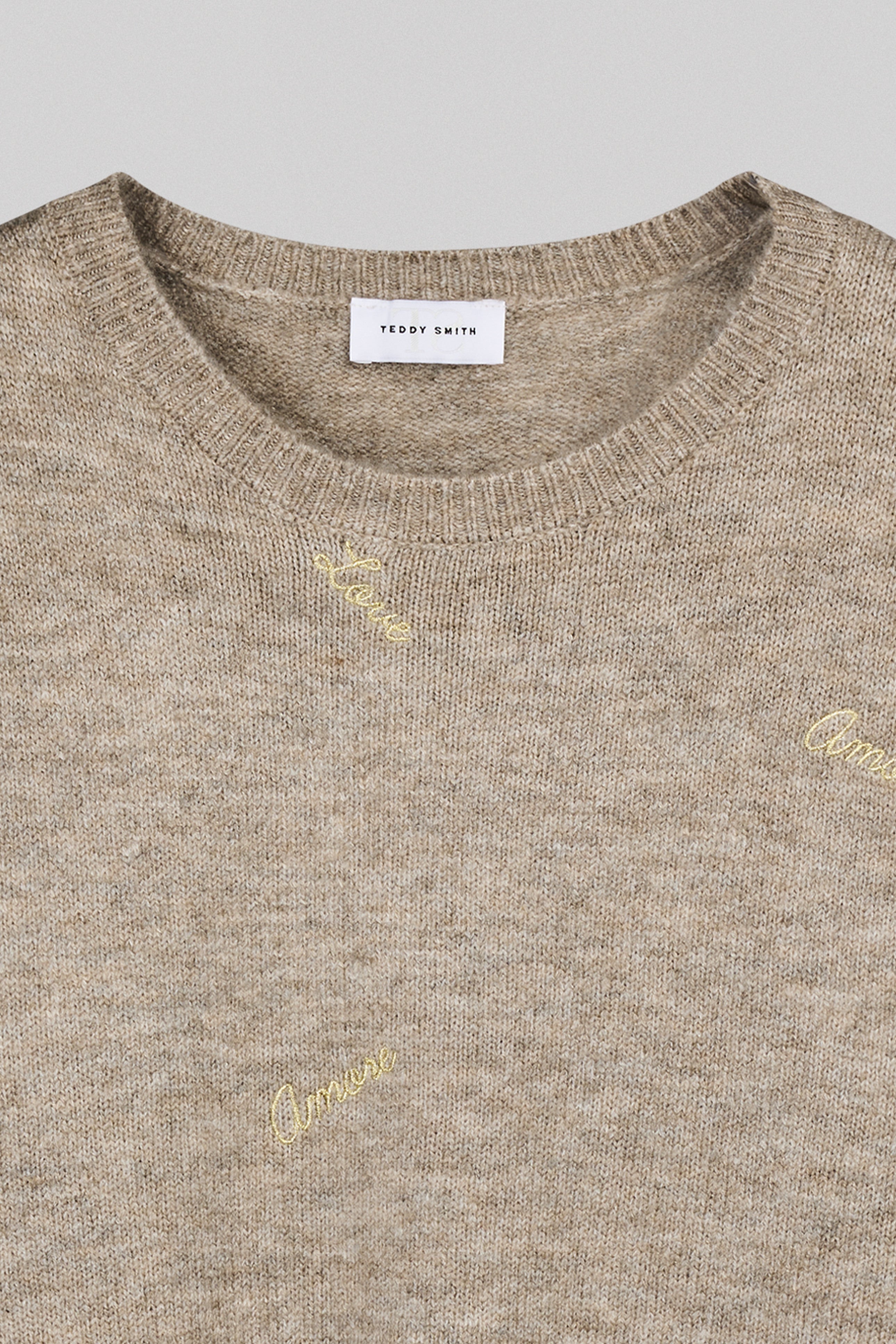 Teddy Smith P-Elie Wolf pull beige brodé femme