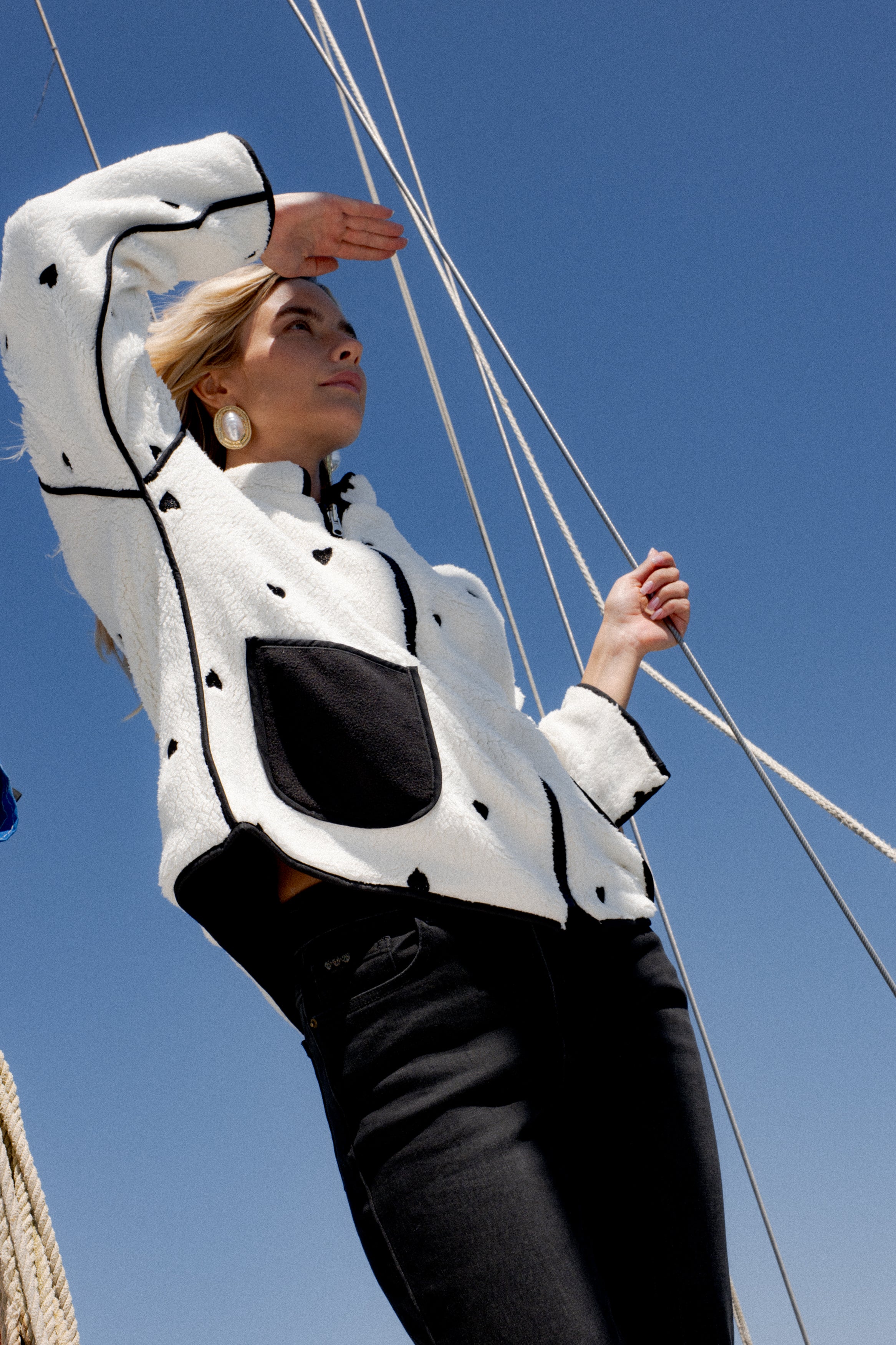 Maison Onado Cœur Bianca veste réversible sherpa