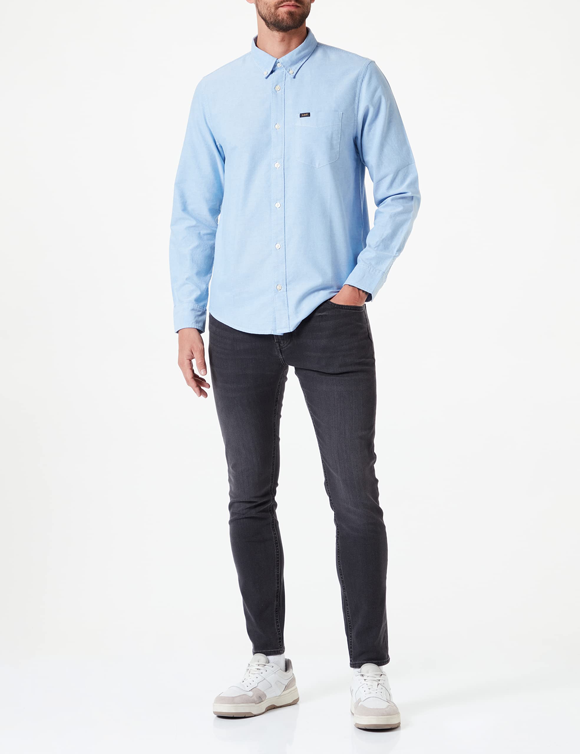 Lee Bouton Down t-shirt homme Prep Blue col boutonné