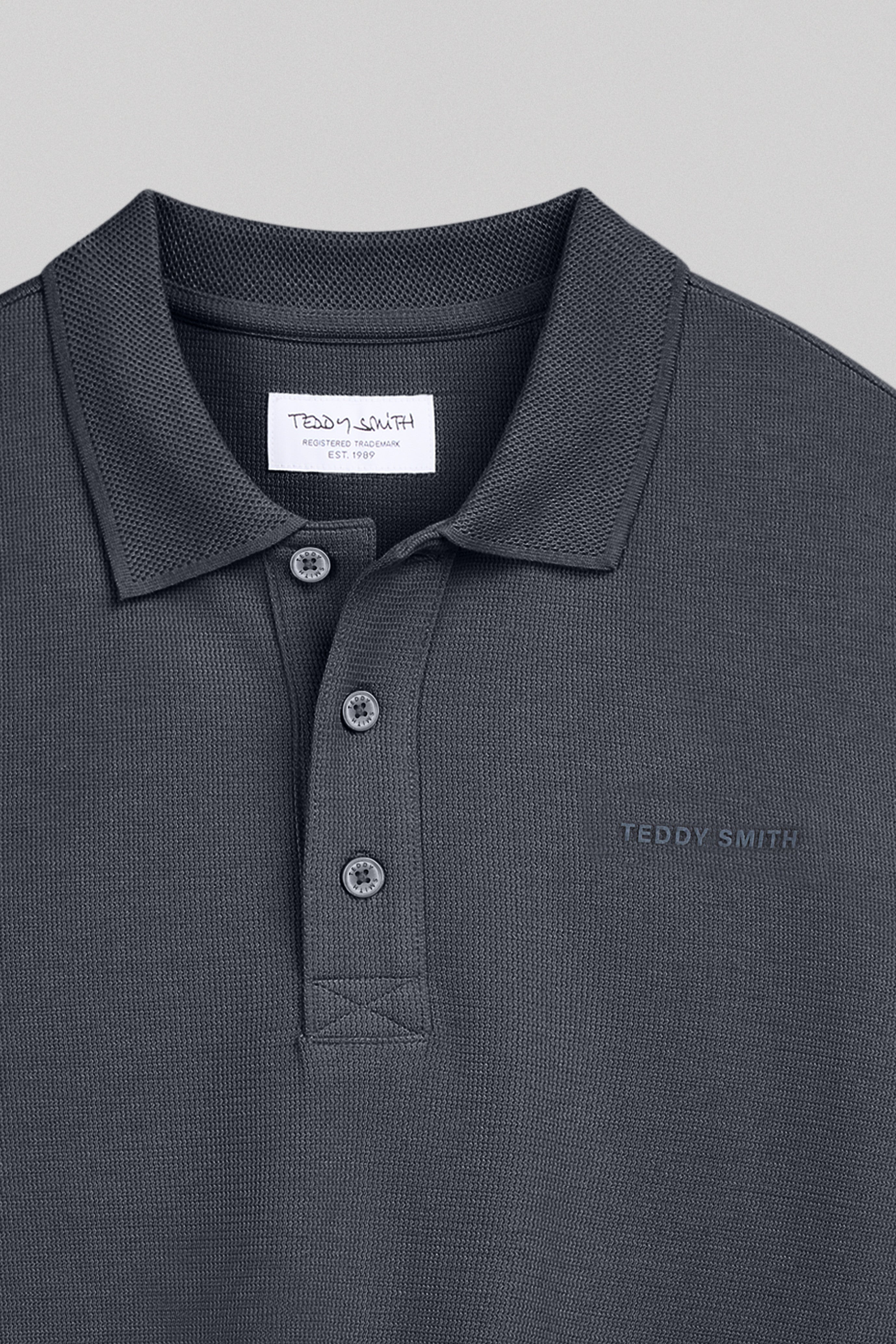 Teddy Smith P-Joel ML polo manches longues gris météore coton