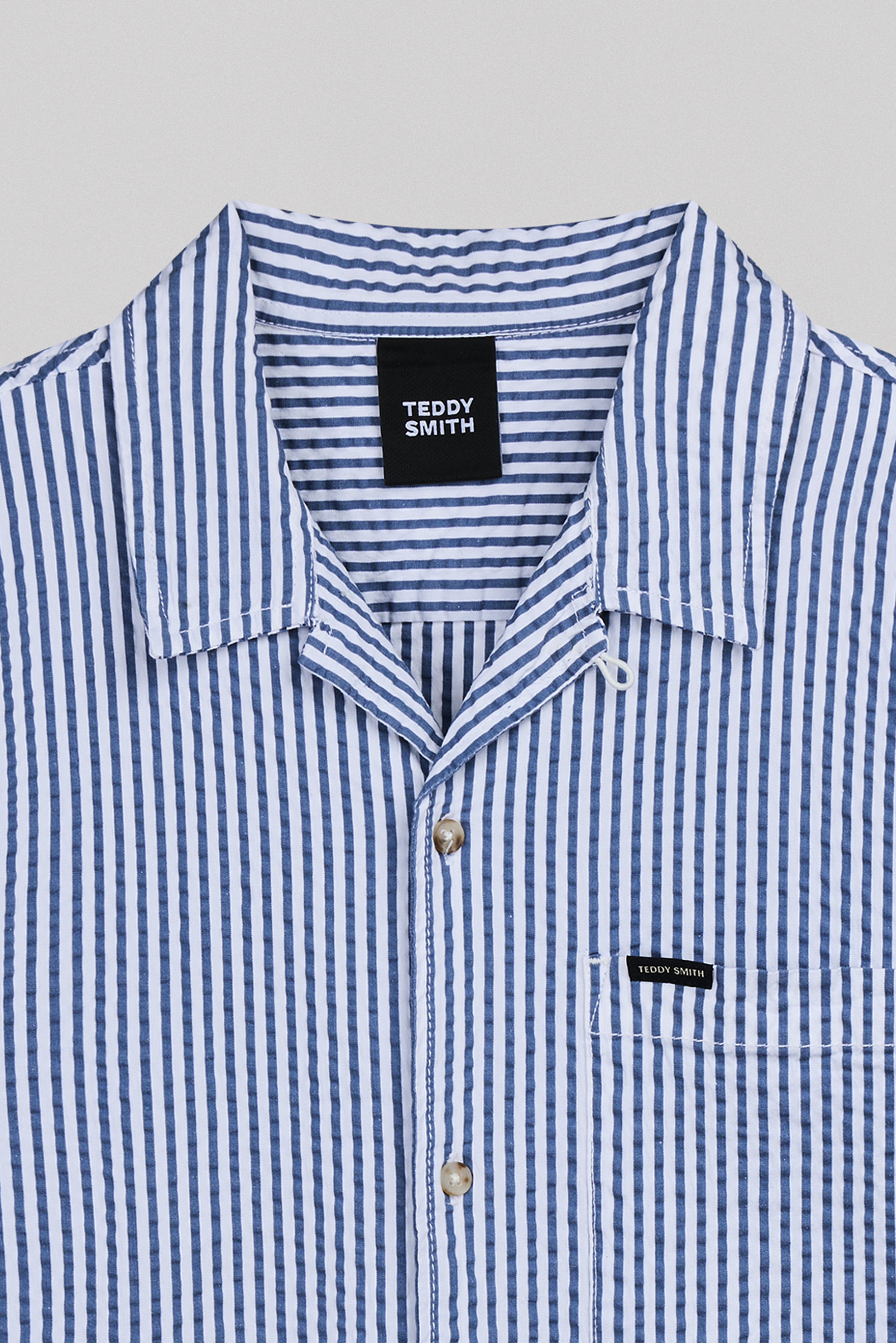 Teddy Smith C-Tiamo MC chemise homme Faded Indigo gaufrée