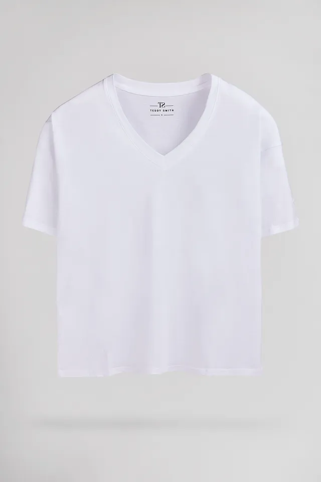 Teddy Smith T-Perle MC t-shirt col V blanc femme