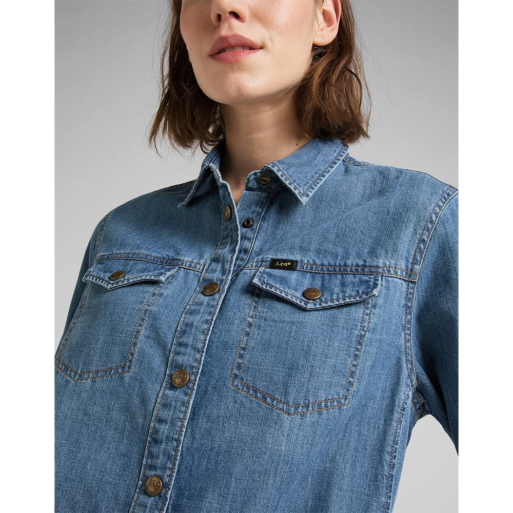 Lee Robe Chemise robe femme XL denim extensible délavé