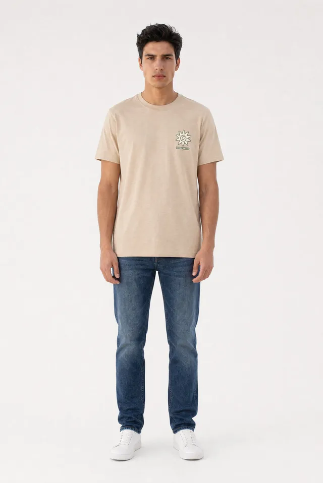 Teddy Smith T-ETHNIC MC t-shirt beige ample imprimé dos