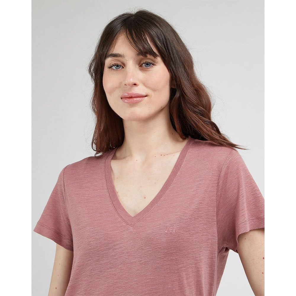 Lee Col V t-shirt femme rose coupe décontractée