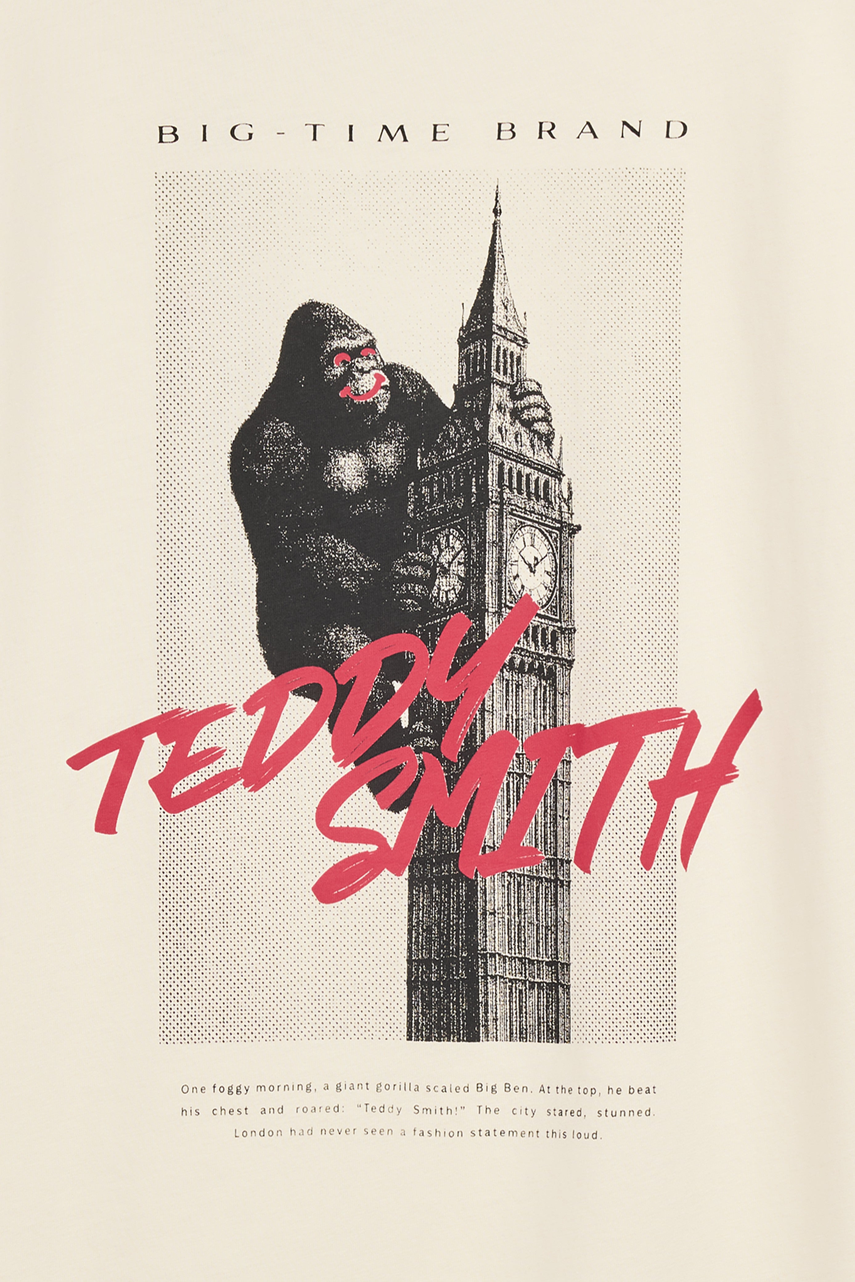 Teddy Smith T-Bigben MC T-shirt homme ample crème graphique
