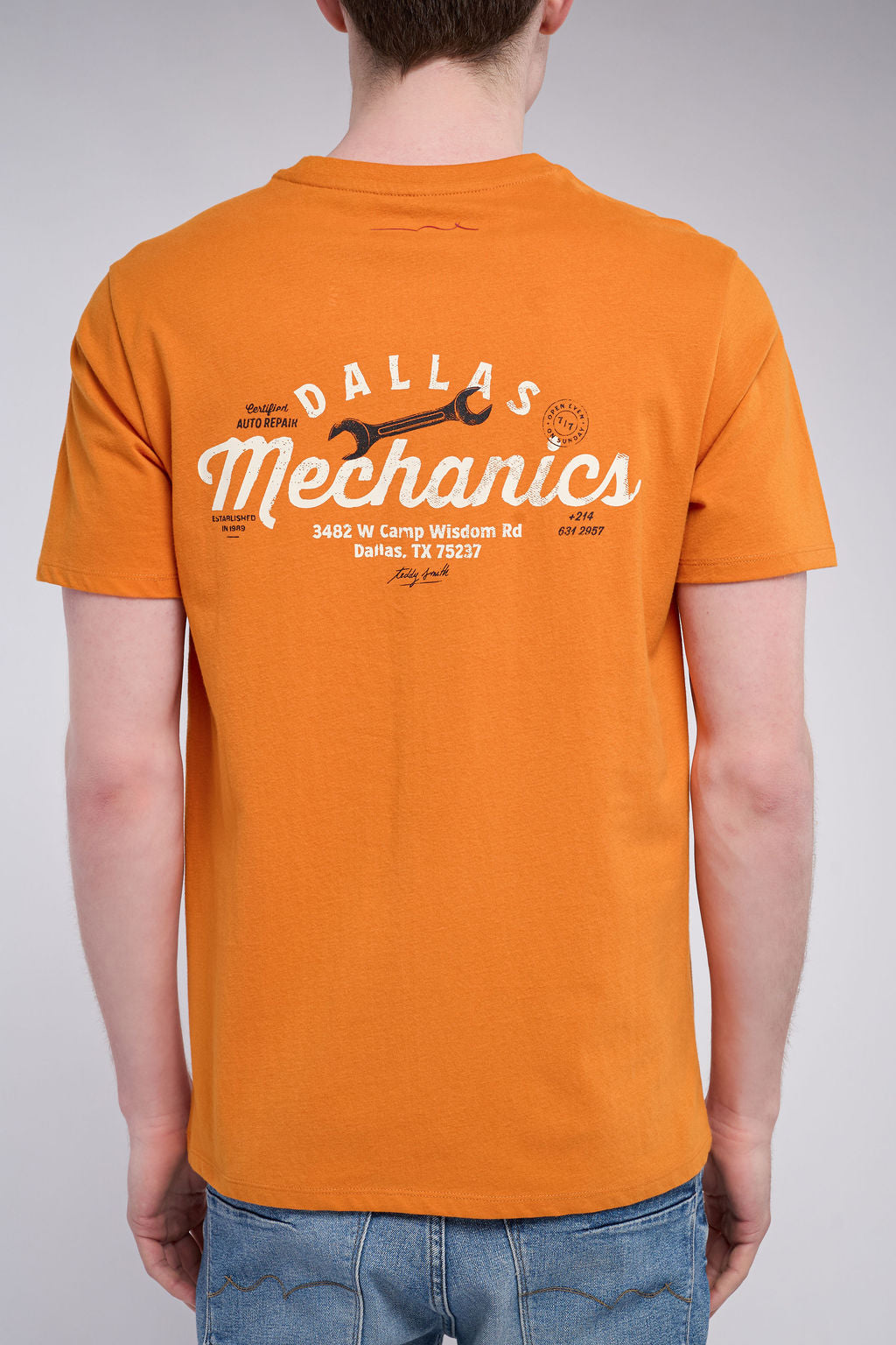 Teddy Smith T-Mechanics MC t-shirt col rond dusk orange coupe classique