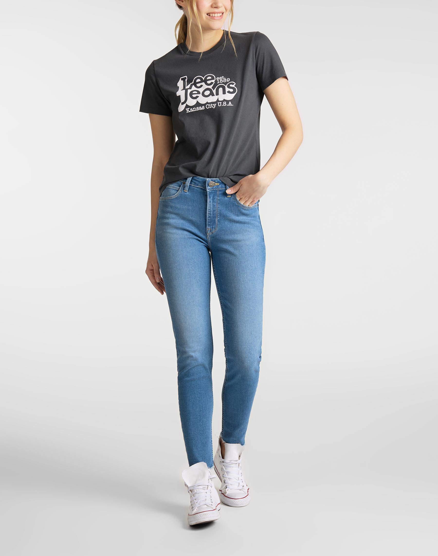 Lee Slim Logo t-shirt femme slim manches courtes