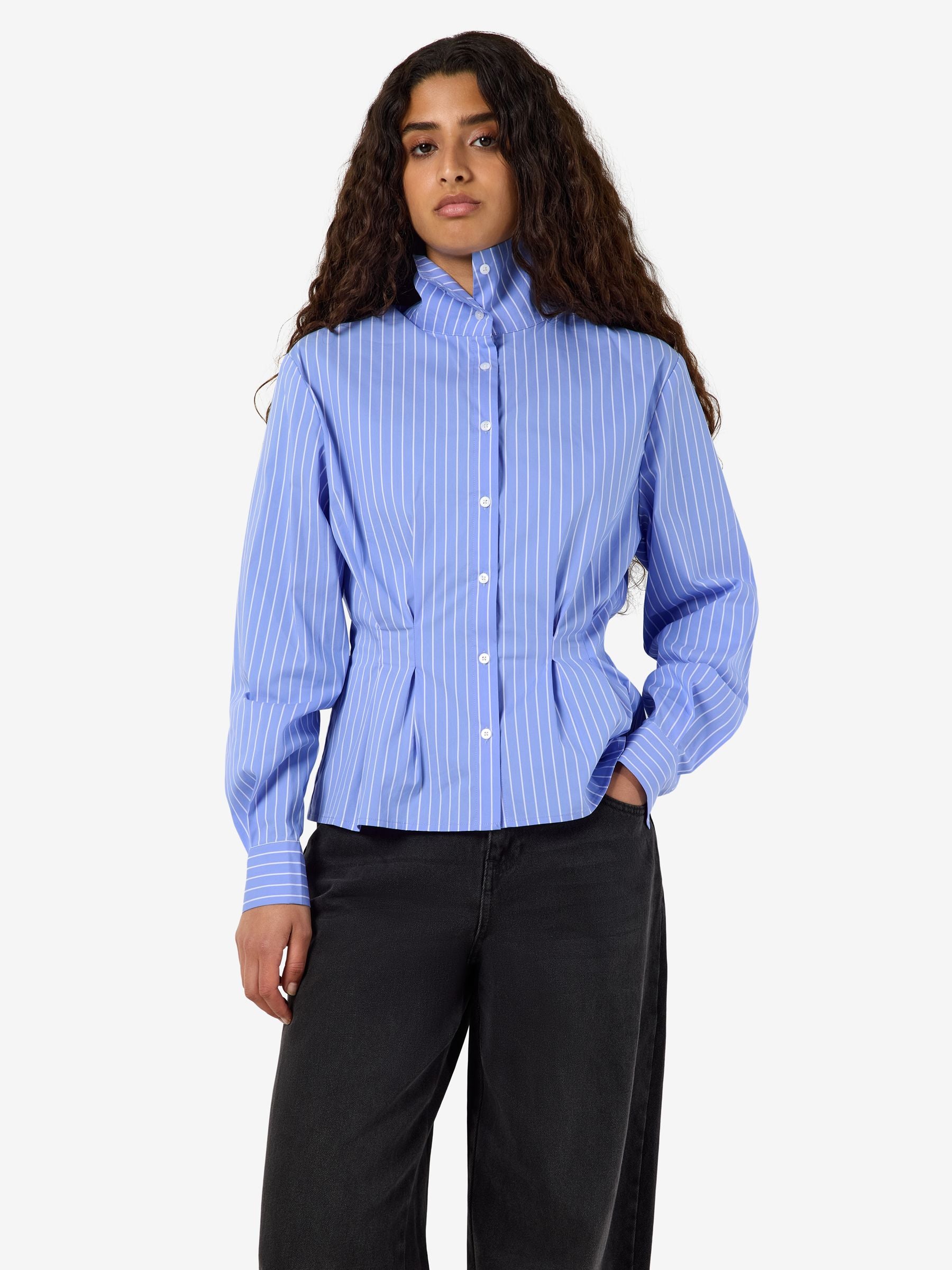 Noisy May chemise rayée slim taille froncée