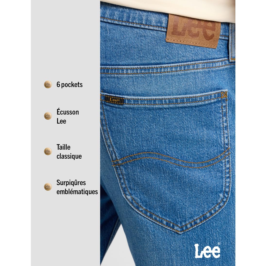 Lee Daren Zip Fly jean indigo vintage coupe droite