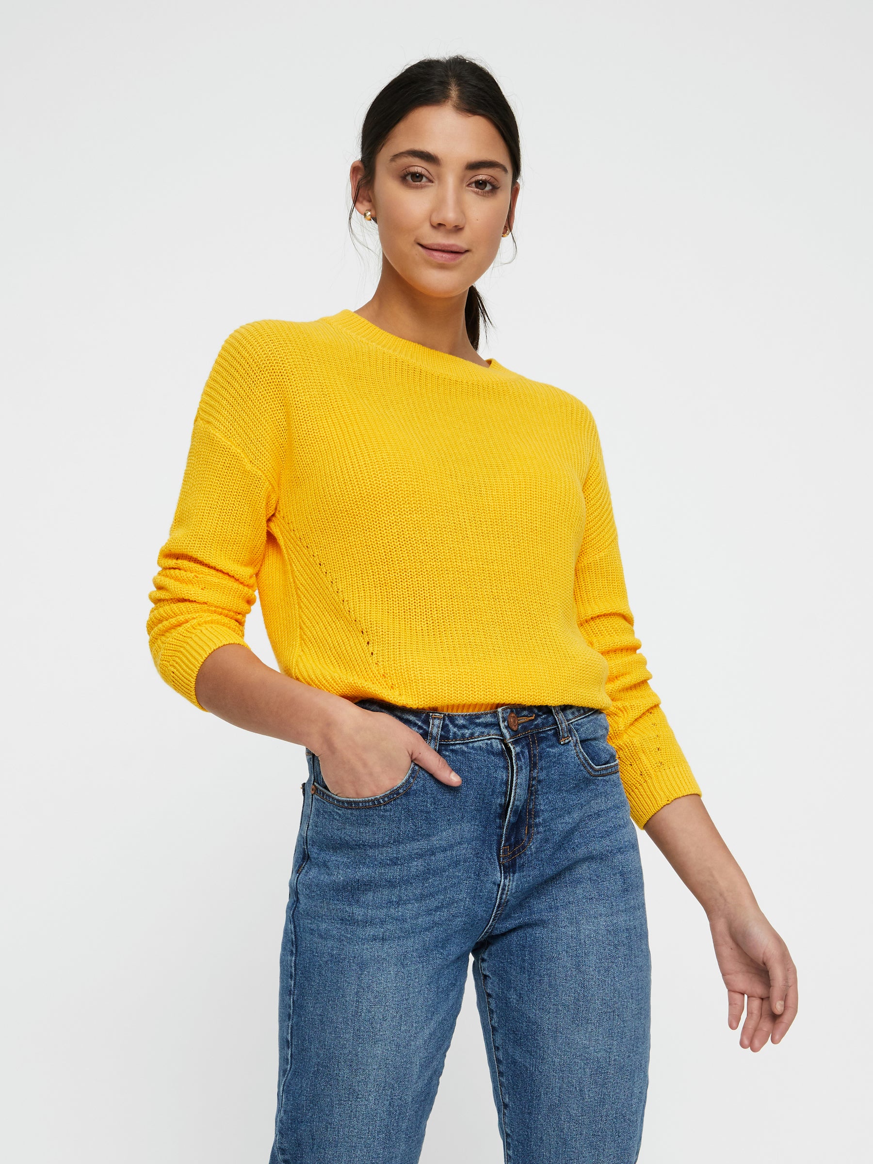 Noisy May pull en maille manches longues col rond loose