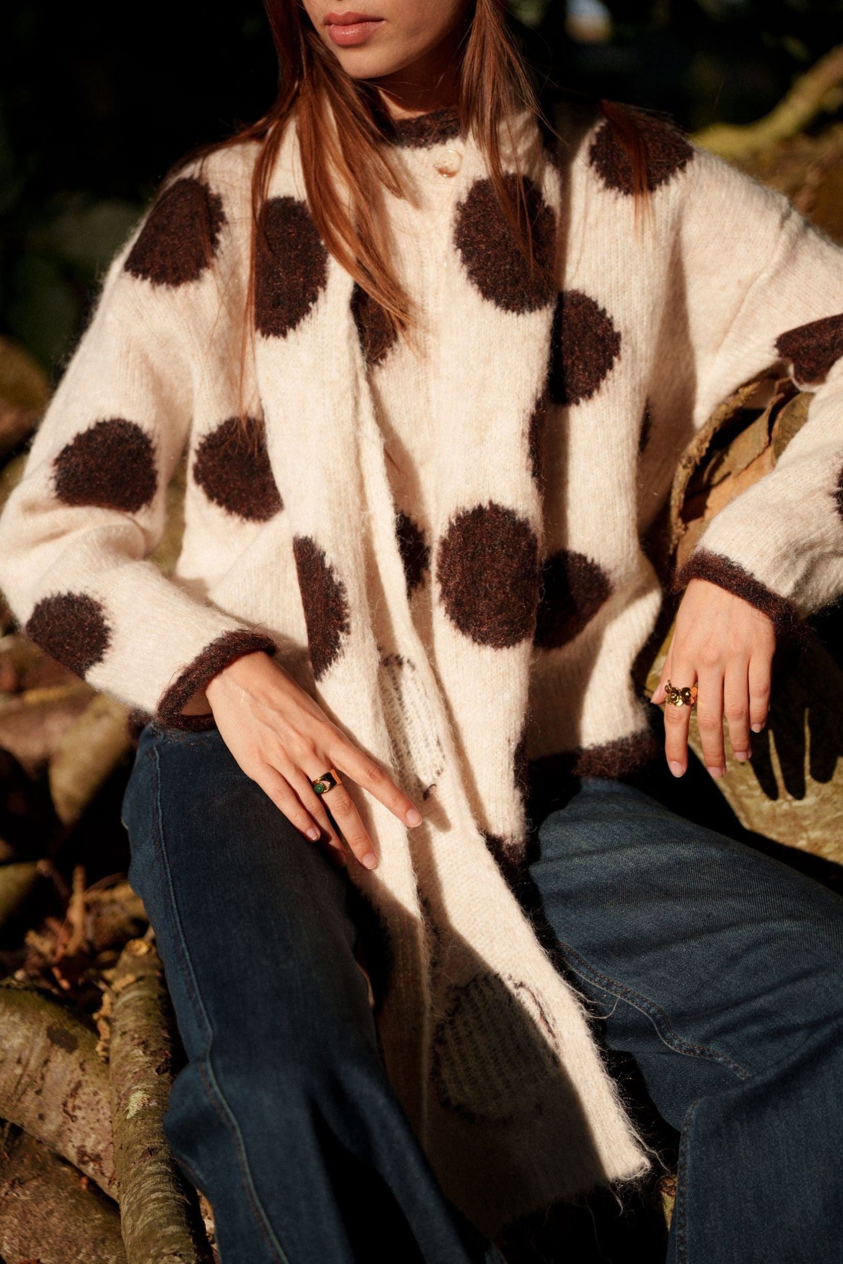 Maison Onado Bree gilet pois avec écharpe
