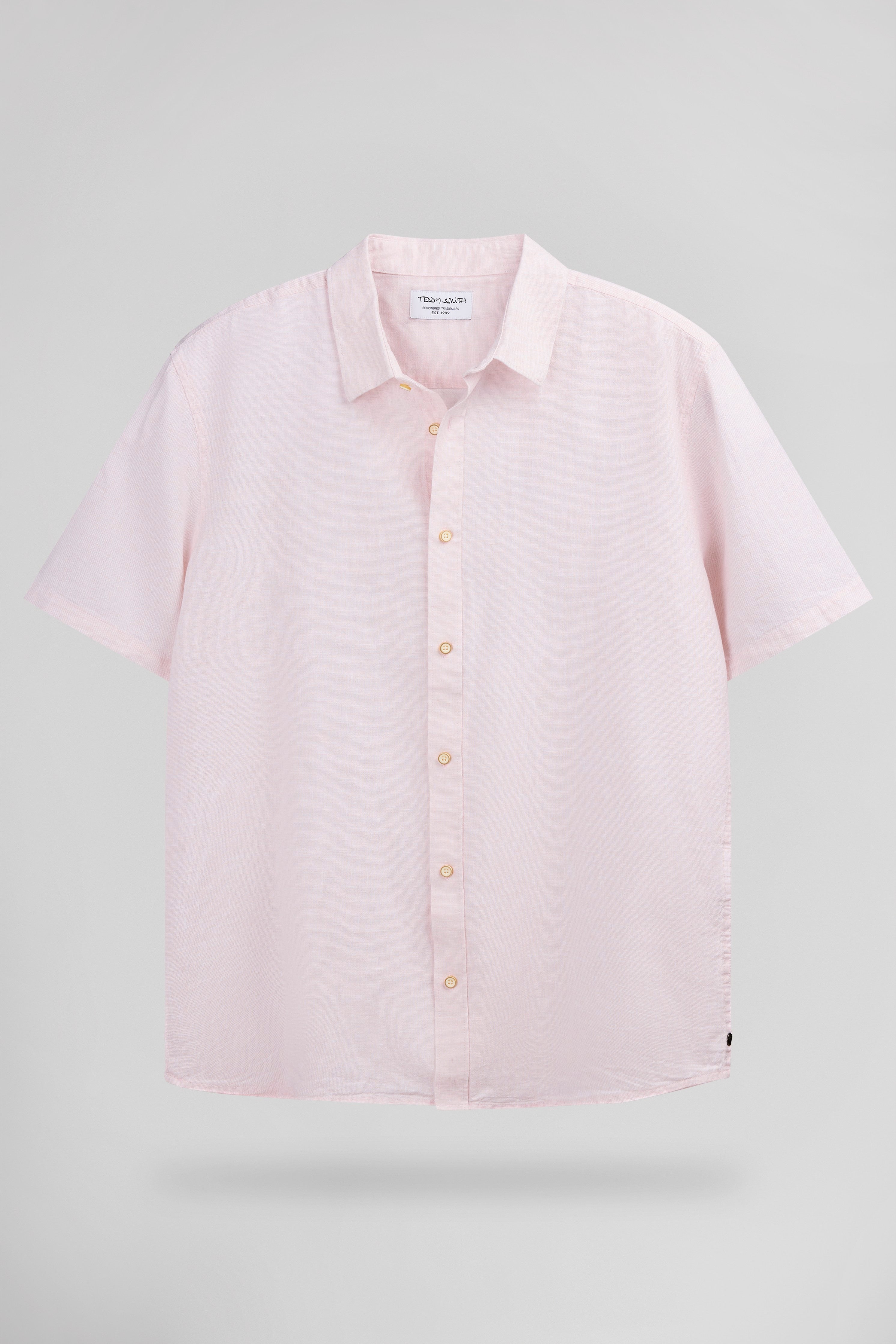 Teddy Smith C-Pietro MC chemise rose pastel lin coton