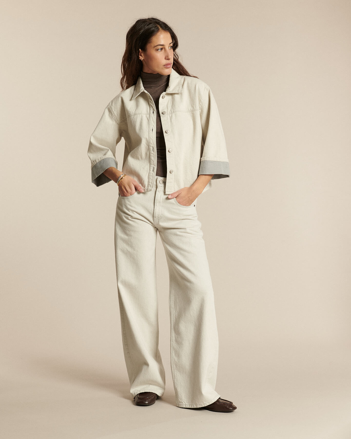 Labdip Belem veste en jean courte undyed granit coton