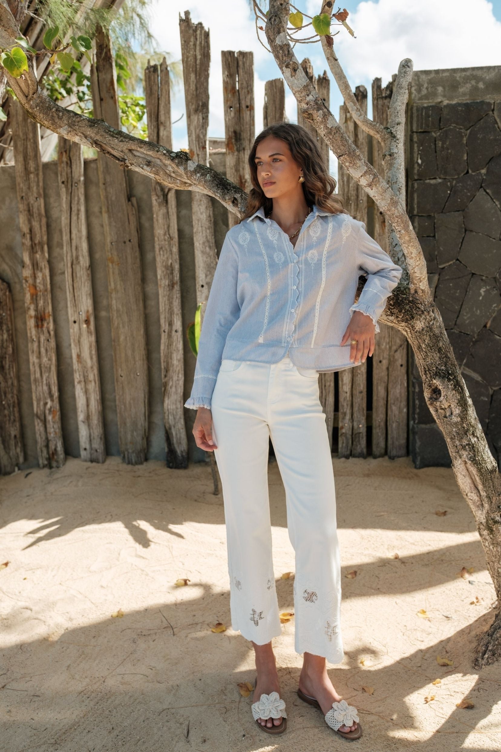 Maison Onado Calvi jean wide écru taille haute