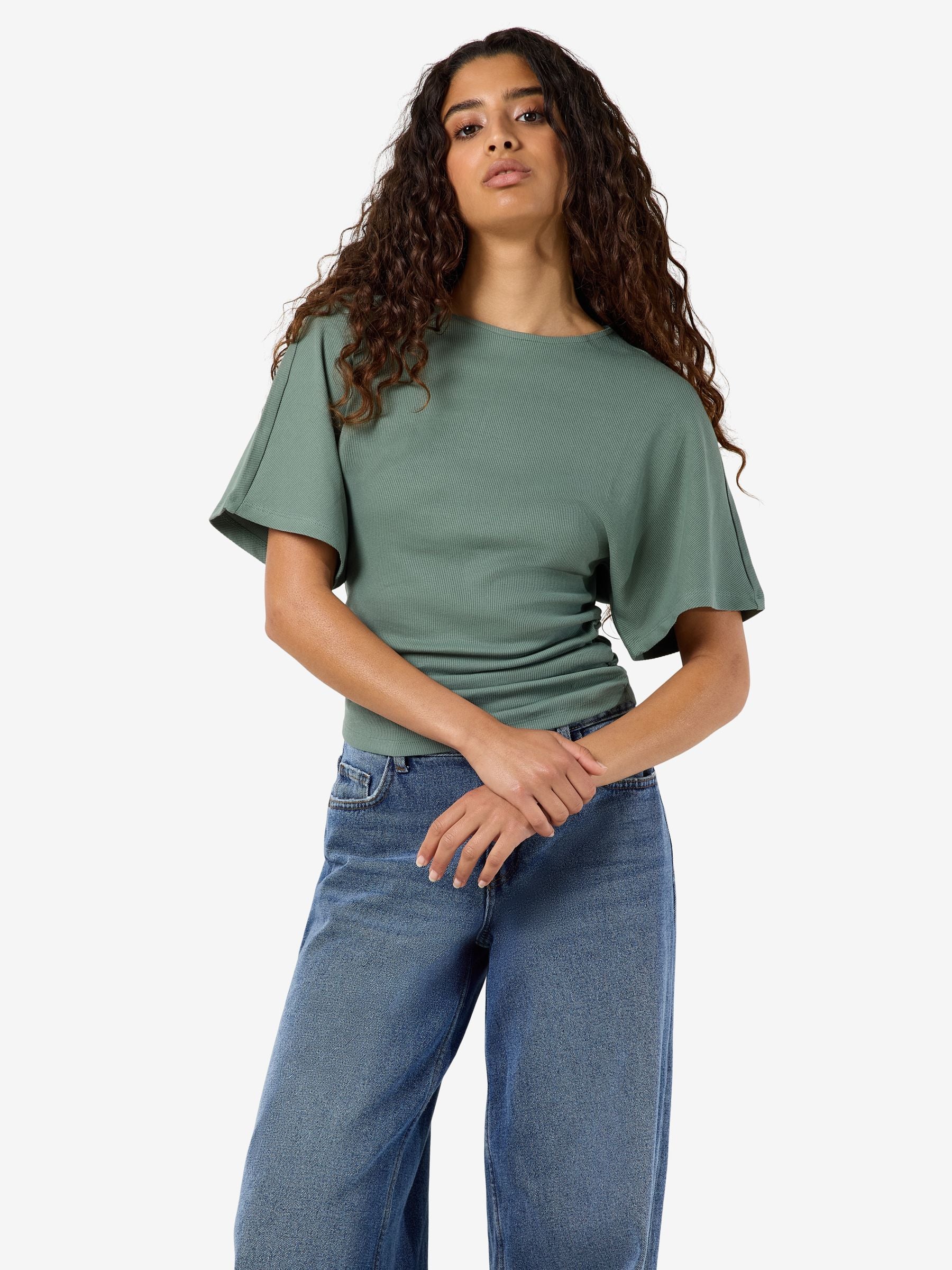 Noisy May Abbi t-shirt coton bio froncé