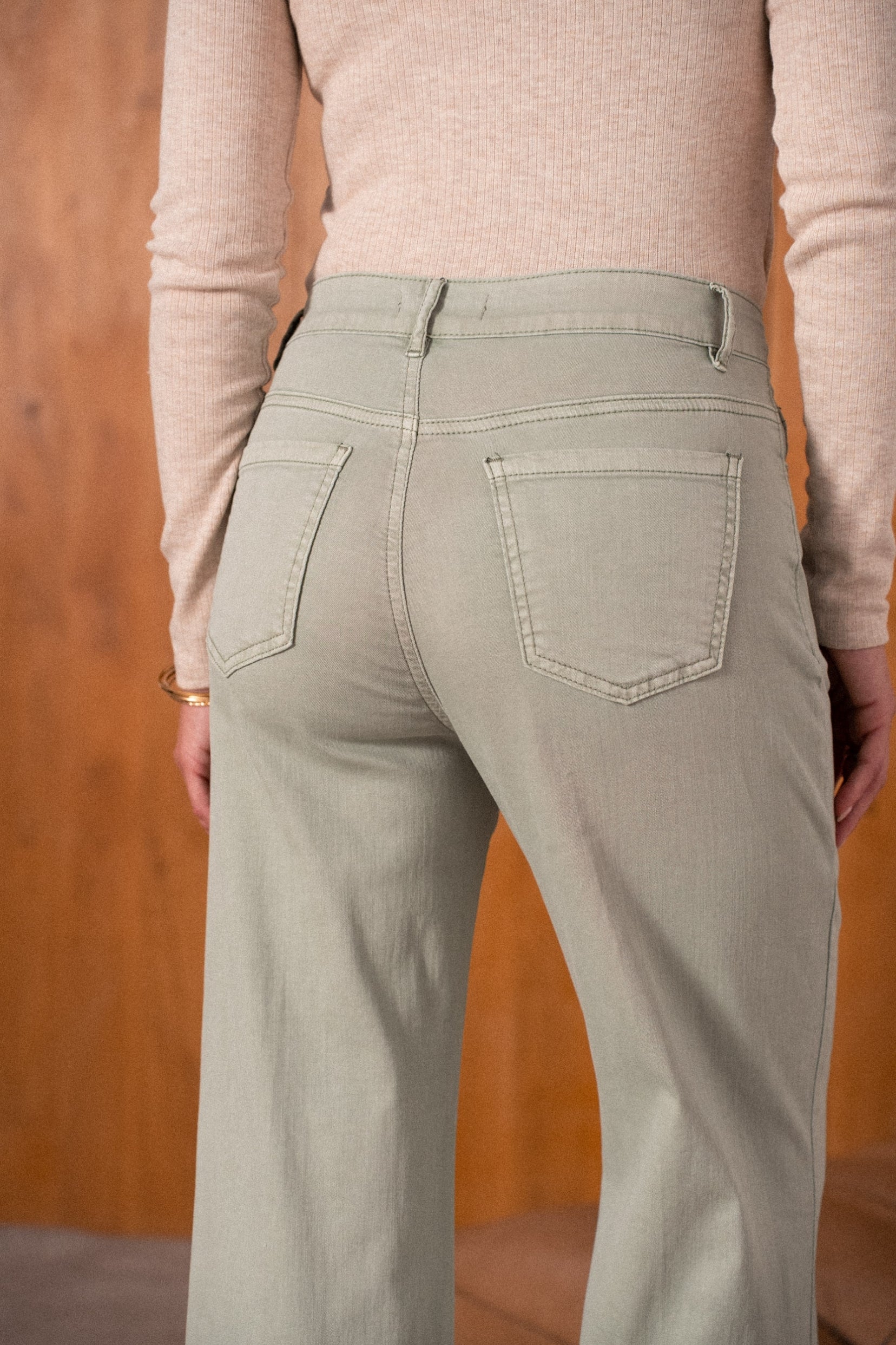 Maison Onado Tess jean wide leg kaki