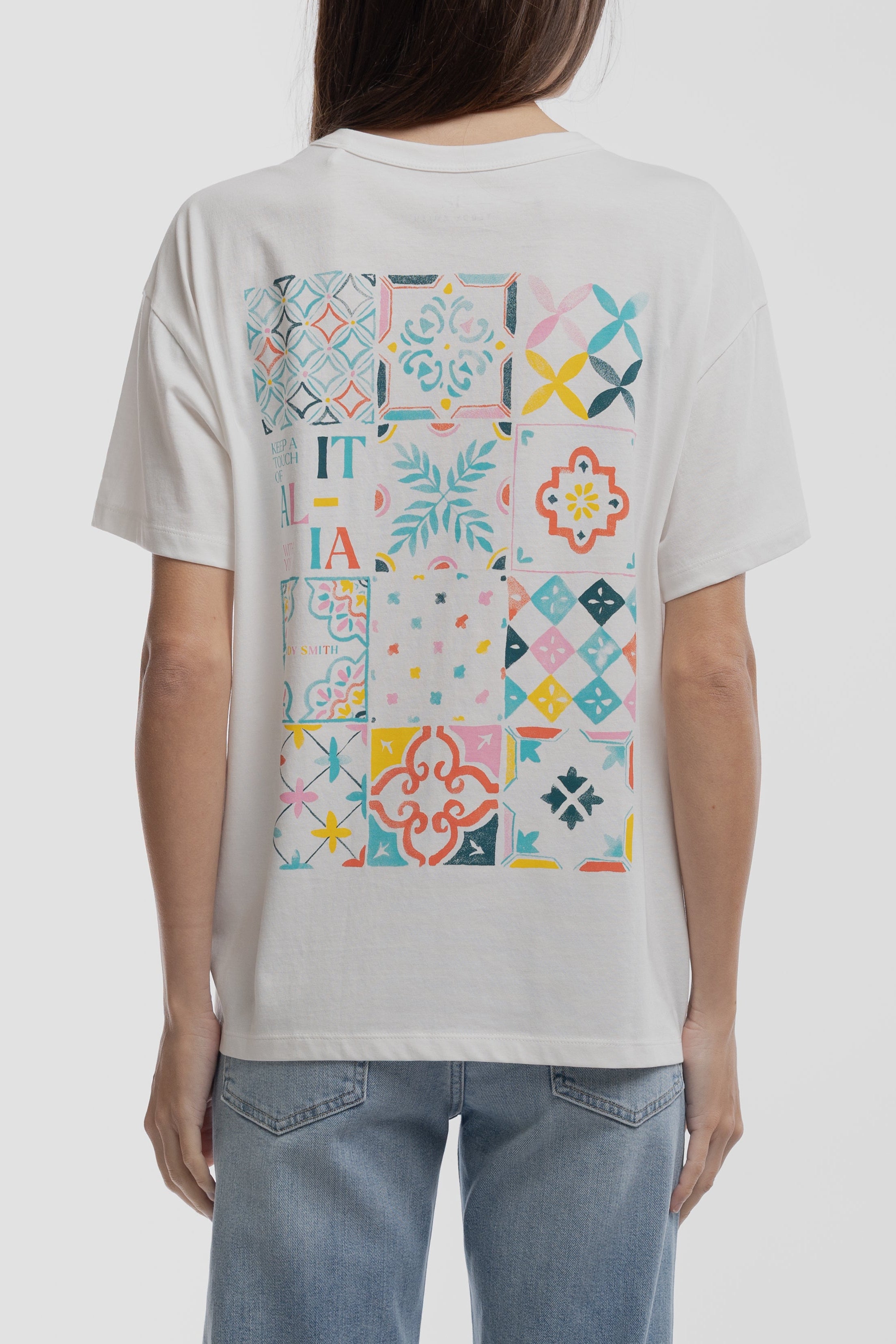 Teddy Smith T-Mosaique MC t-shirt oversize blanc coton