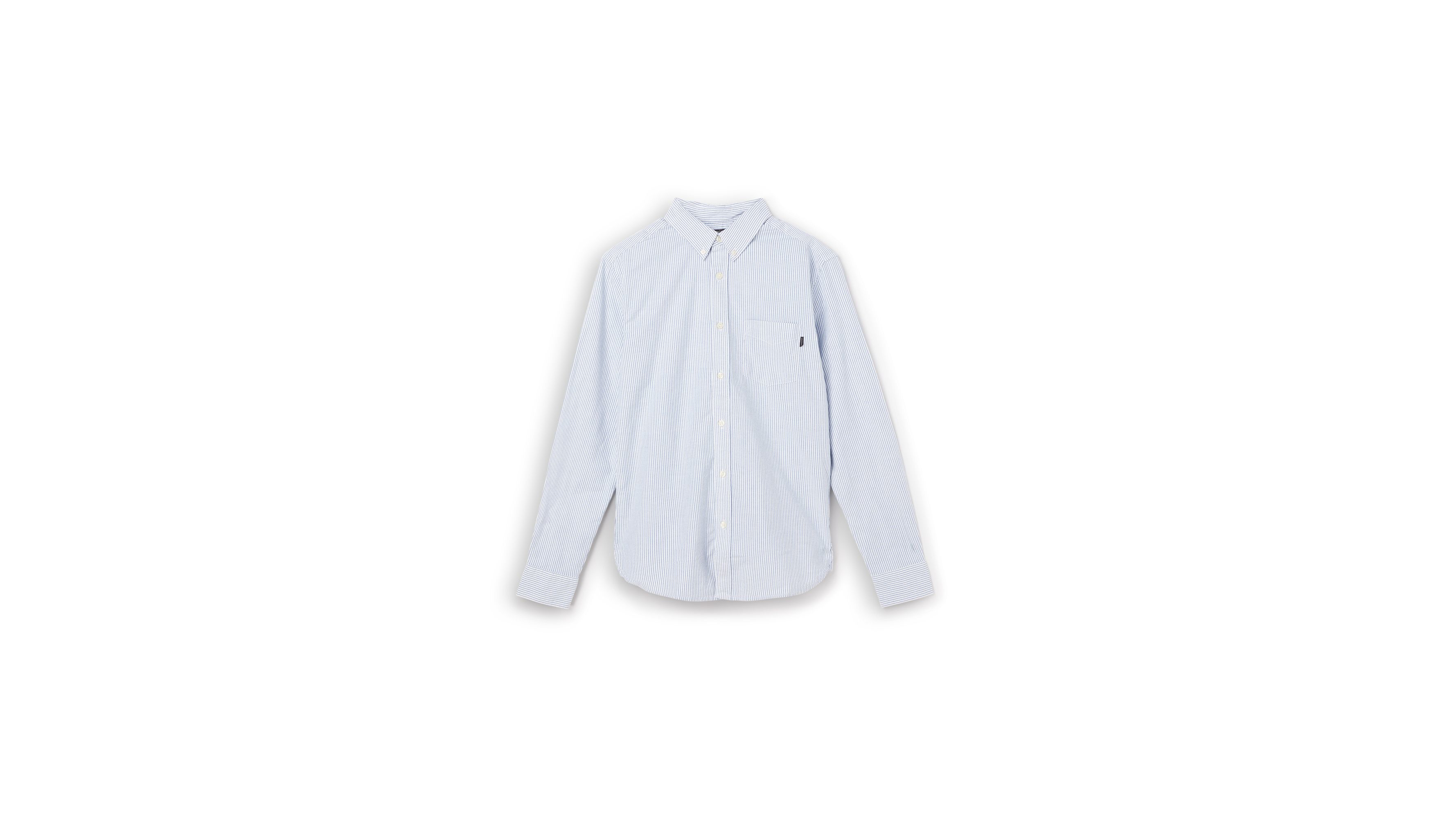Dockers Oxford 2 Button Collar chemise homme slim bleu rayé