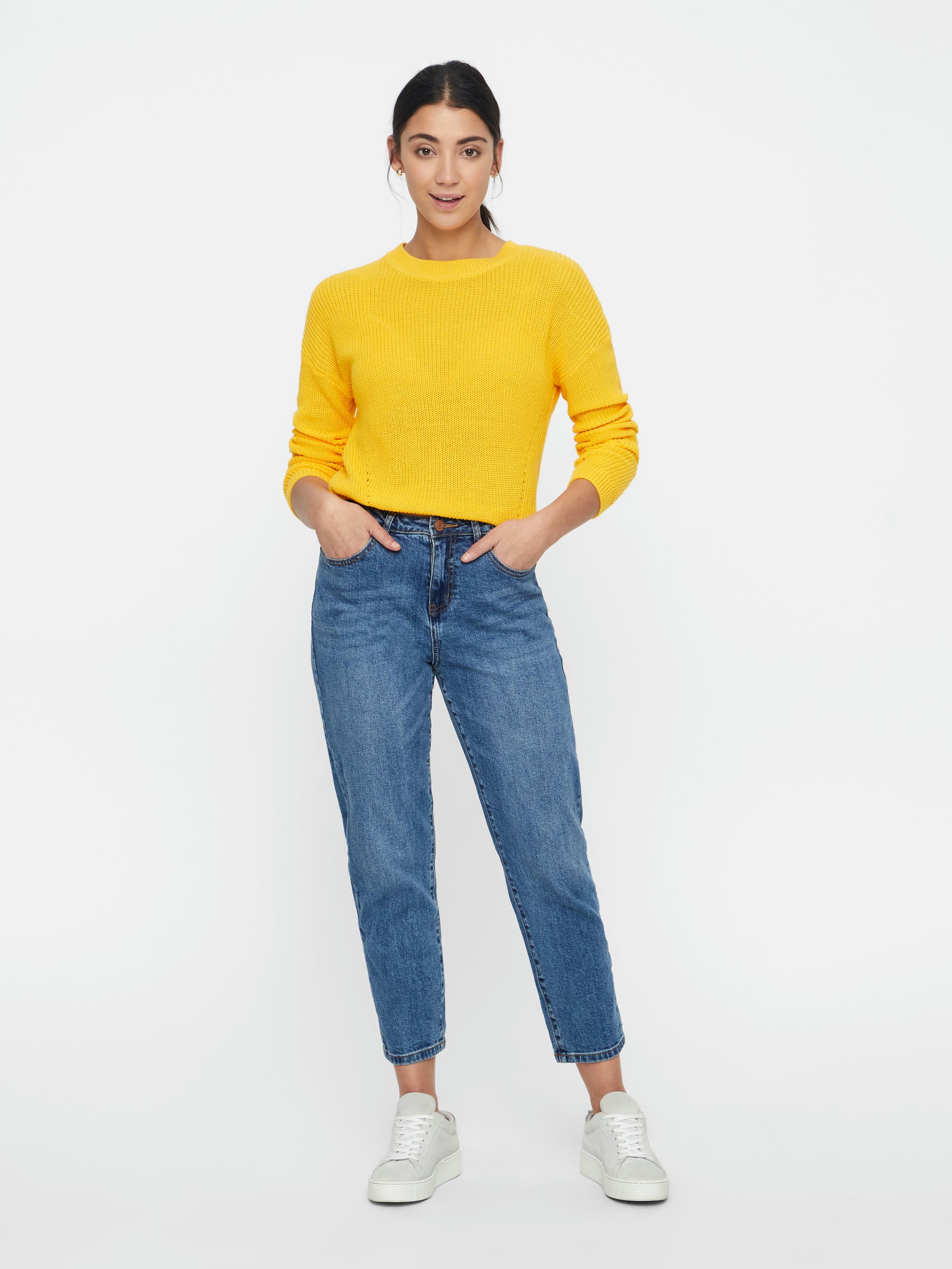 Noisy May pull en maille manches longues col rond loose