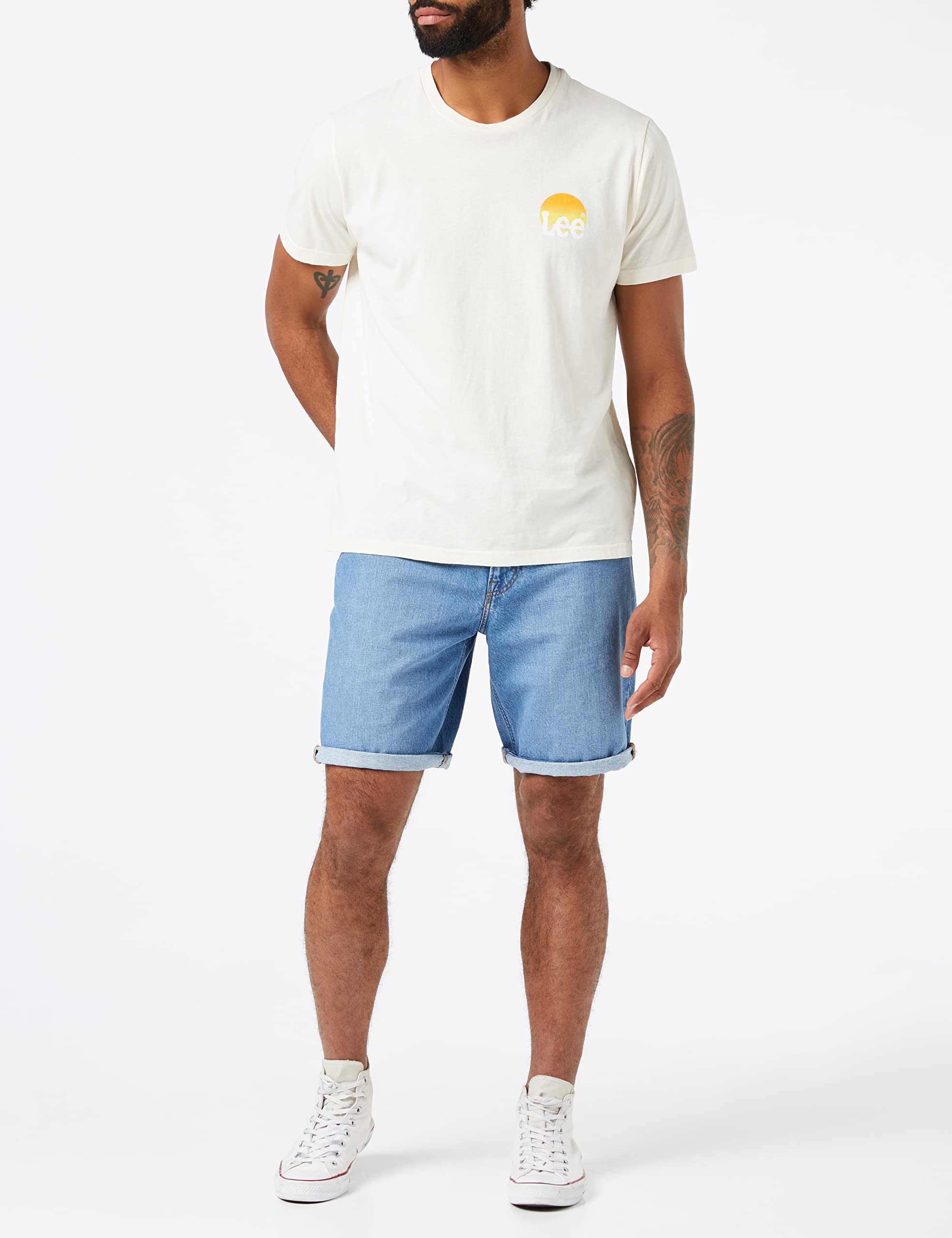 Lee Asher Short homme toile denim délavé clair